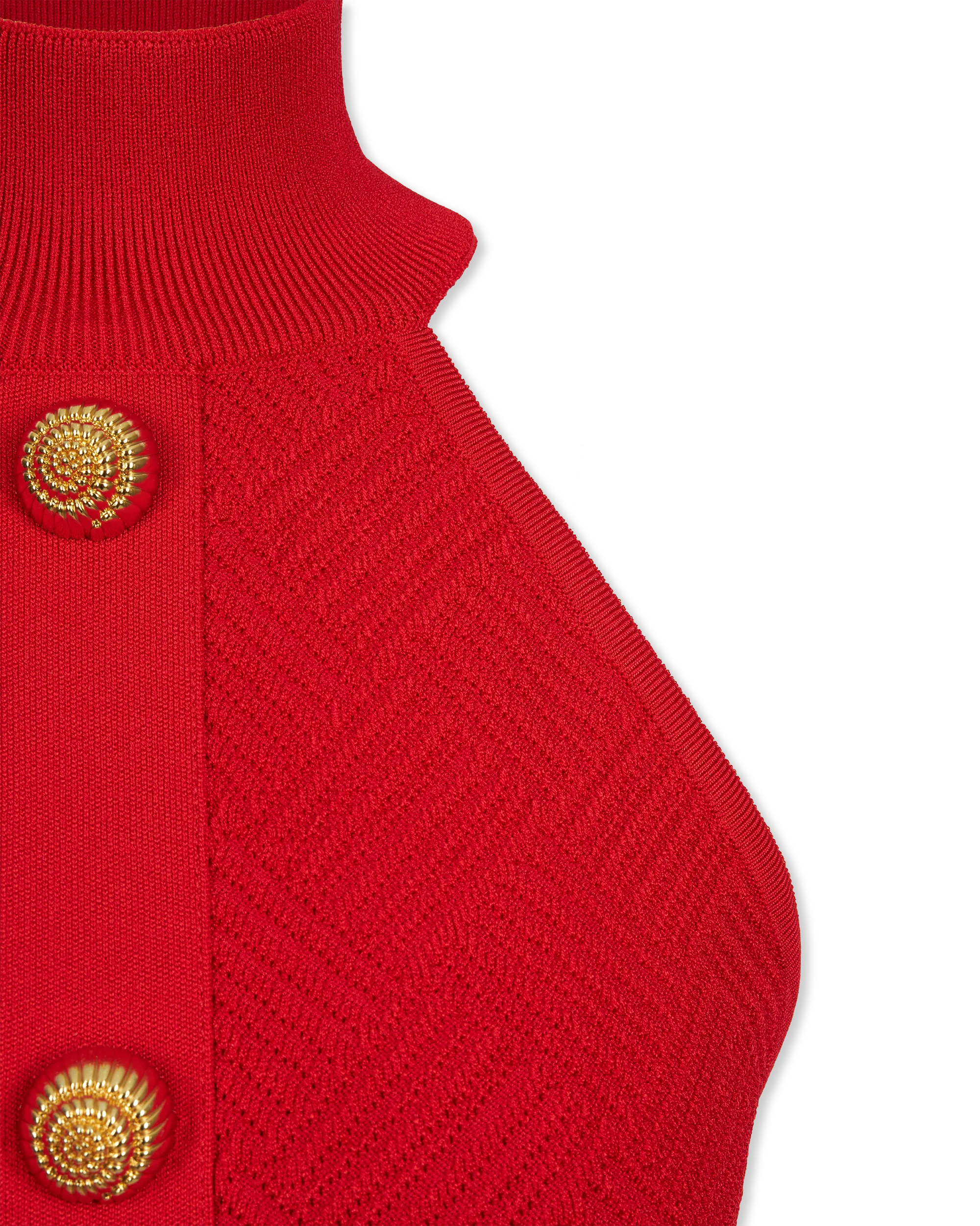 Halterneck Button Knit Mini Dress - DIHSAN