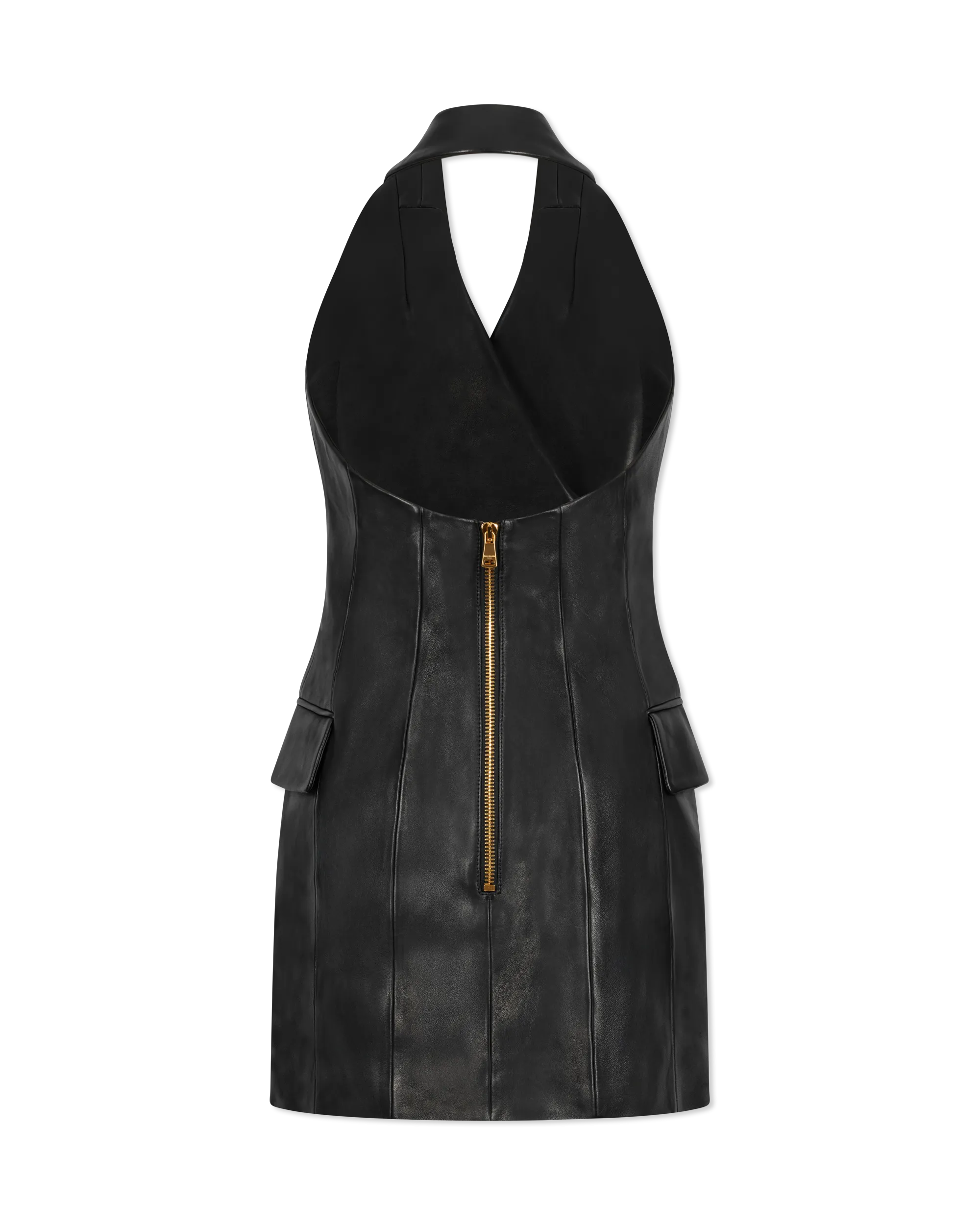 Lambskin Leather Halterneck Mini Dress - DIHSAN