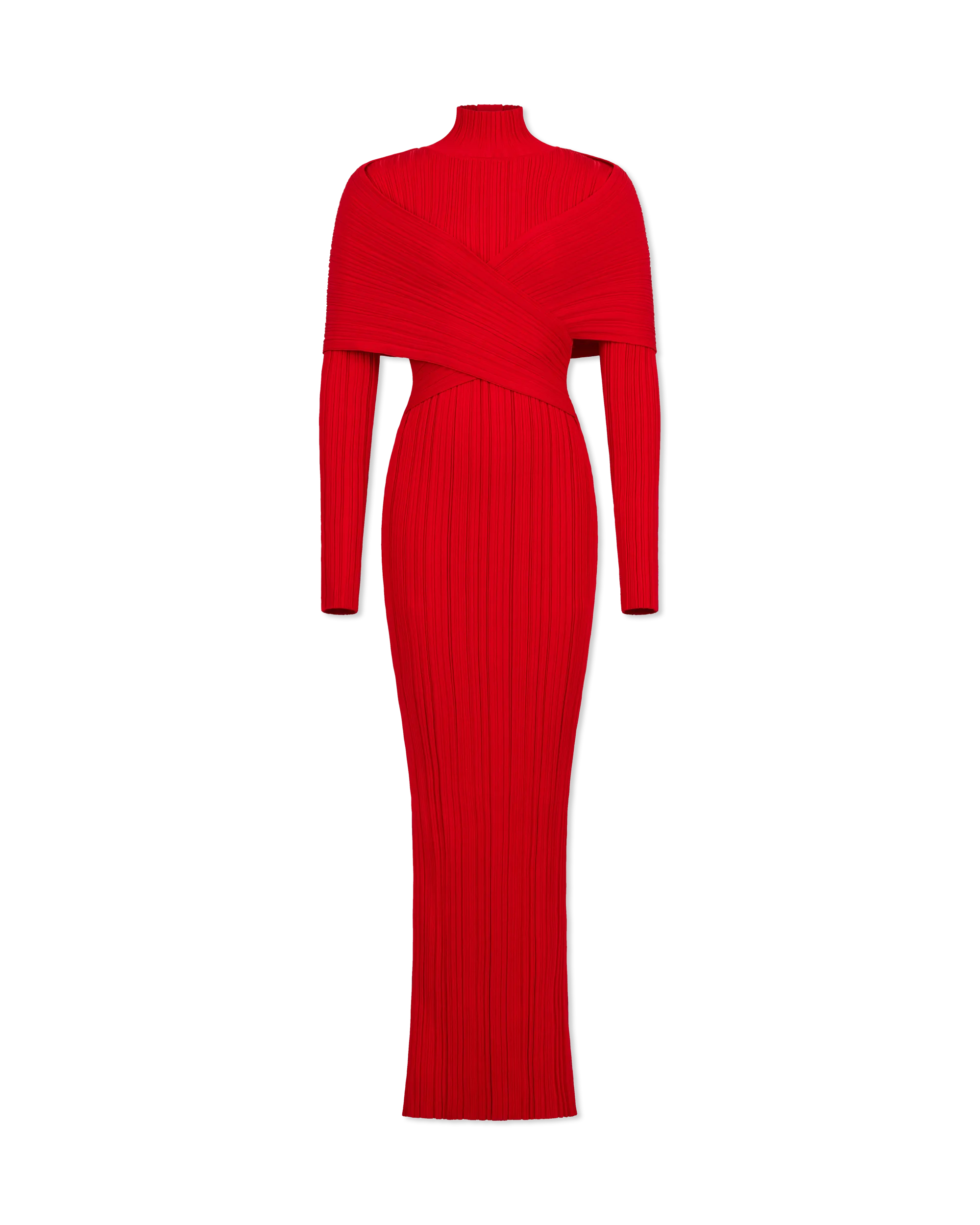 open lace back dress Criss Cross Pleated Red Knit Maxi Dress
