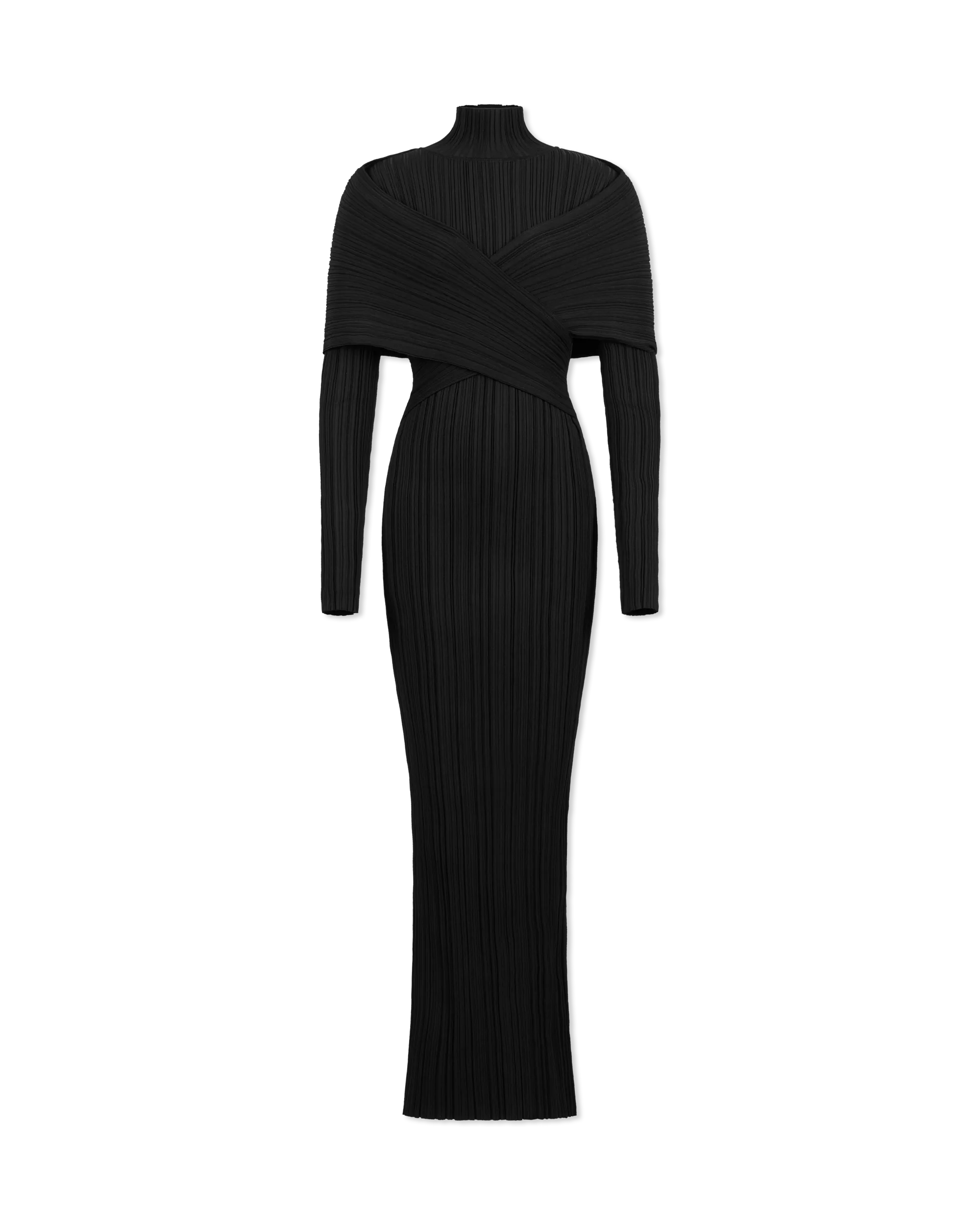 Criss Cross Pleated Knit Maxi Dress - DIHSAN