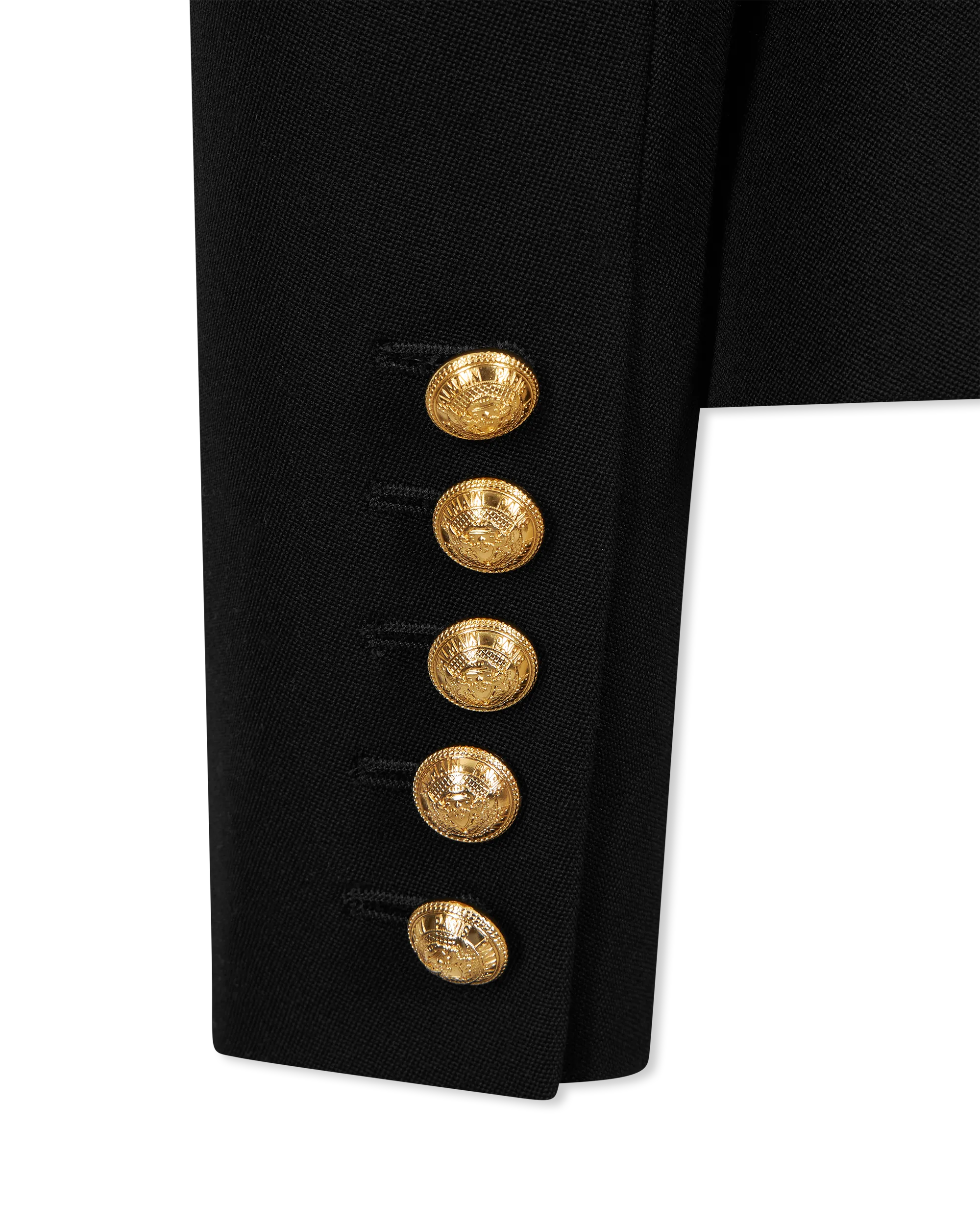 Black Virgin Grain De Poudre 6 Button Jacket by Balmain | DIHSAN