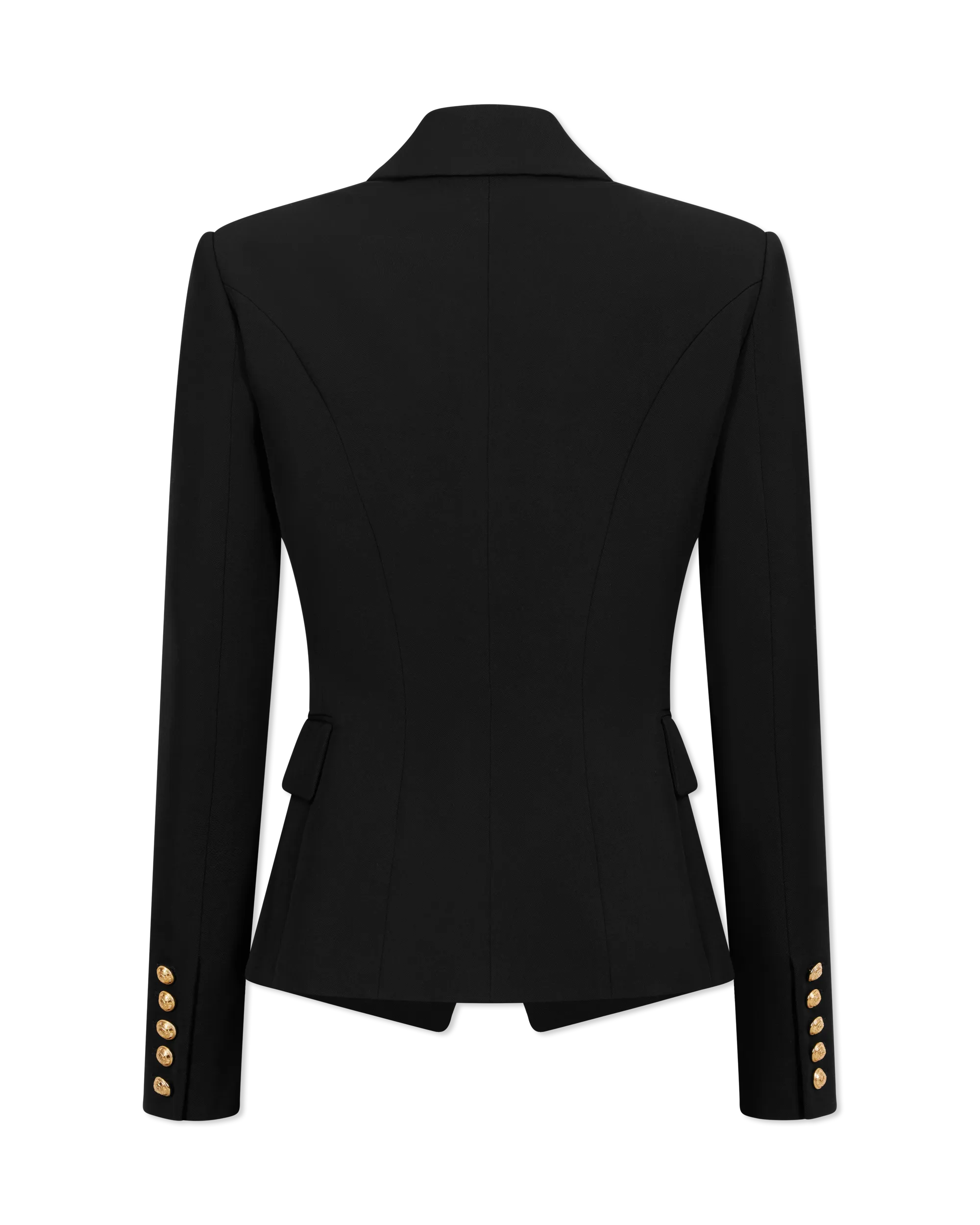 Black Virgin Grain De Poudre 6 Button Jacket by Balmain | DIHSAN