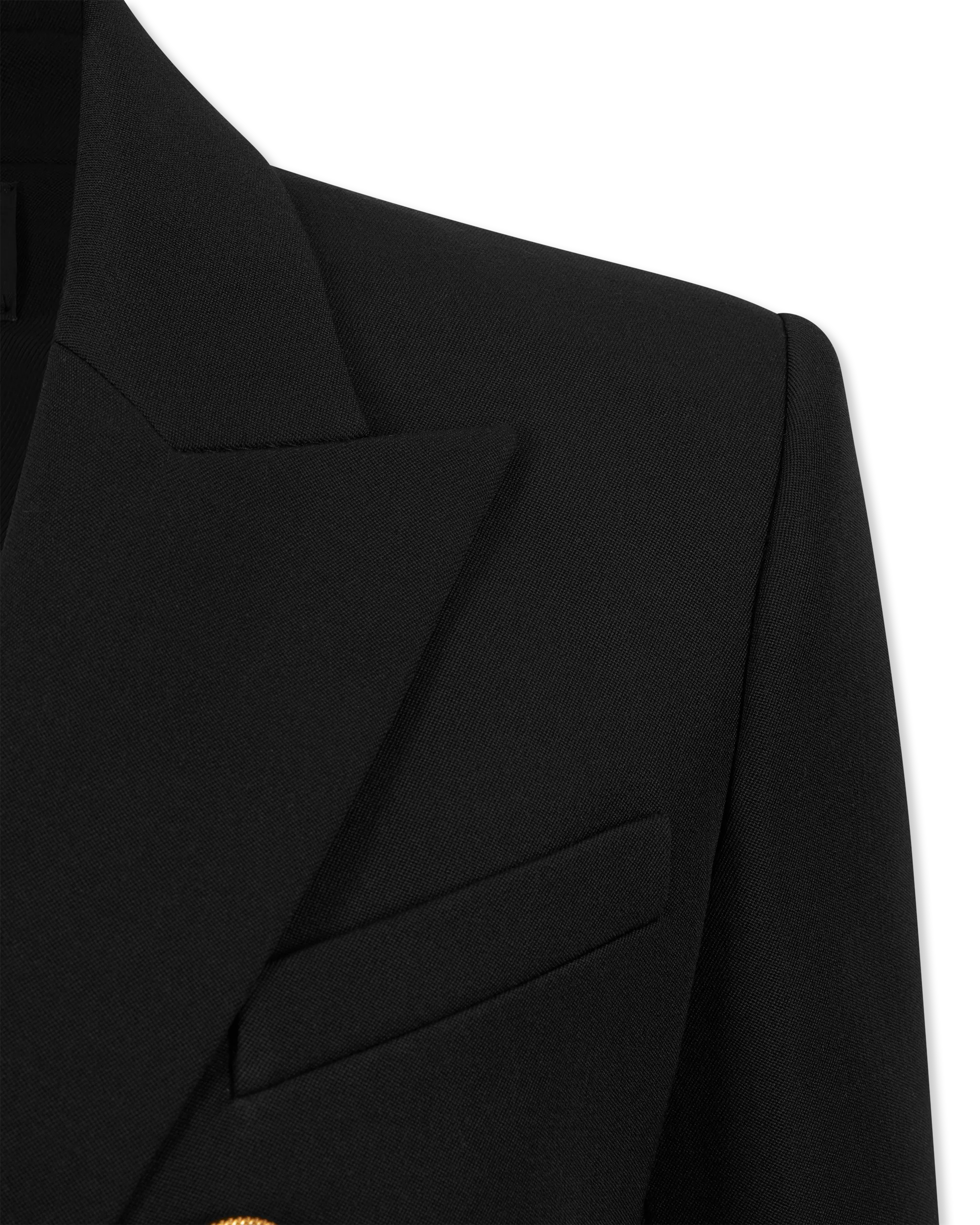 Black Virgin Grain De Poudre 6 Button Jacket by Balmain | DIHSAN