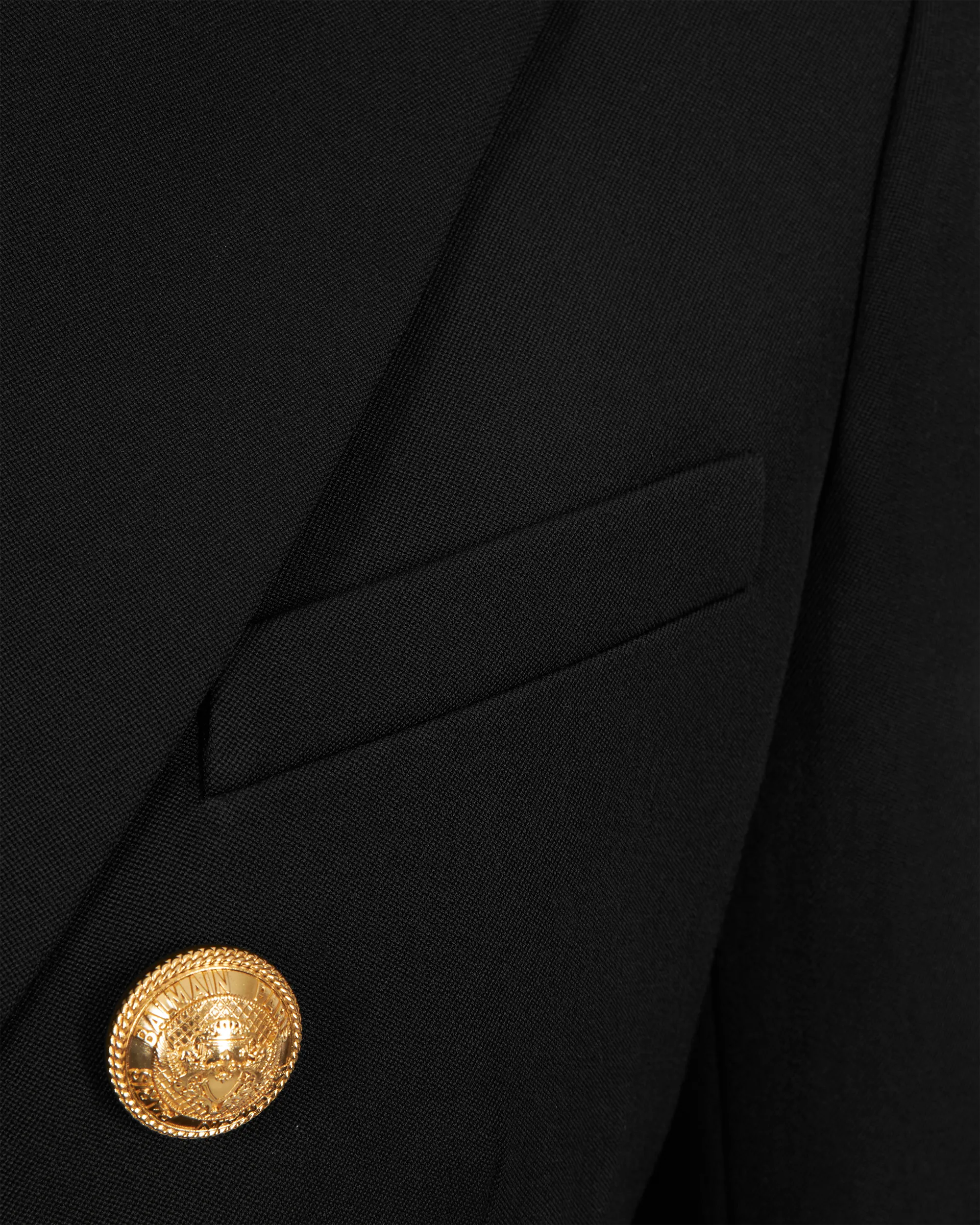 Black Virgin Grain De Poudre 6 Button Jacket by Balmain | DIHSAN