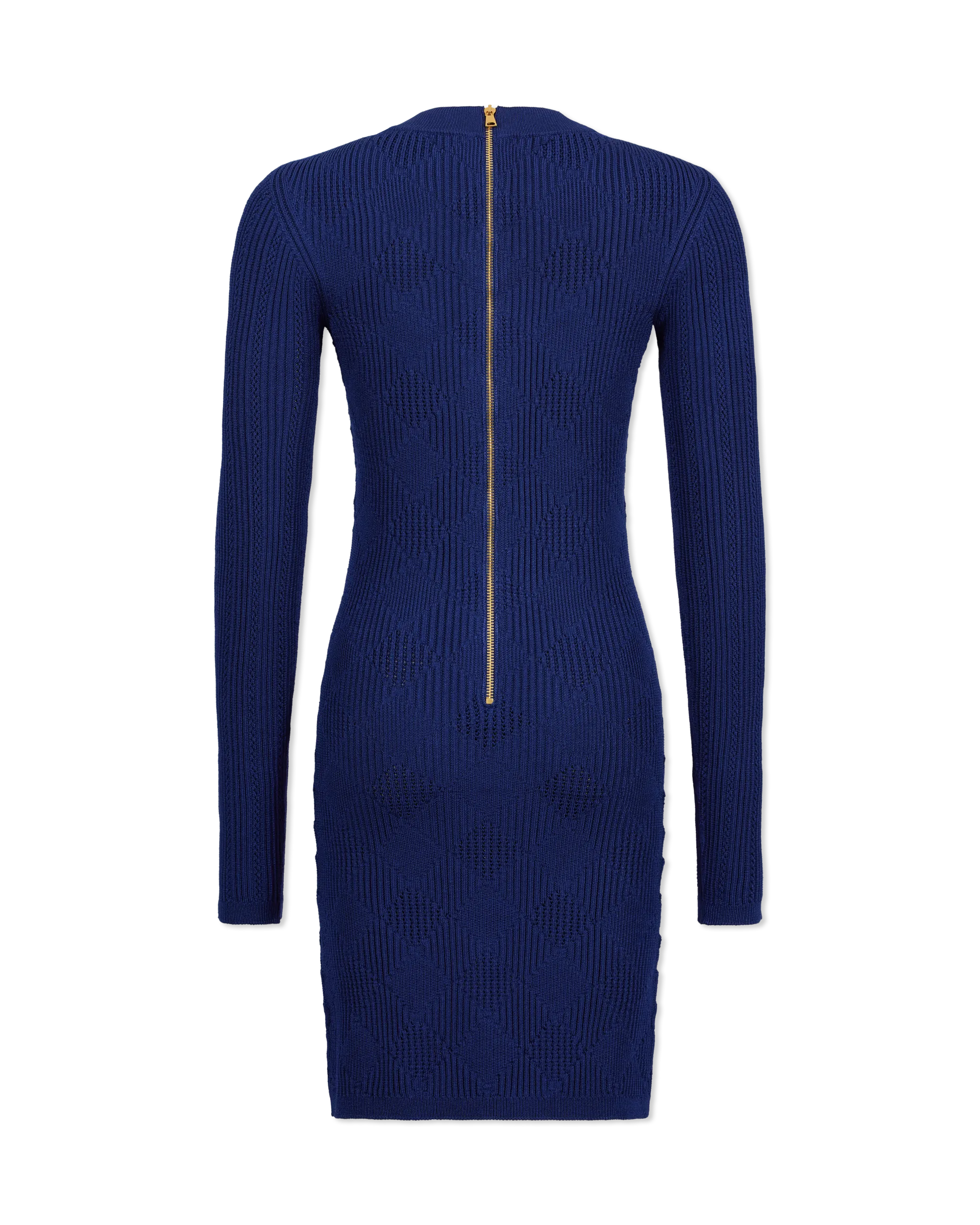 3 Button V-Neck Knit Mini Dress - DIHSAN