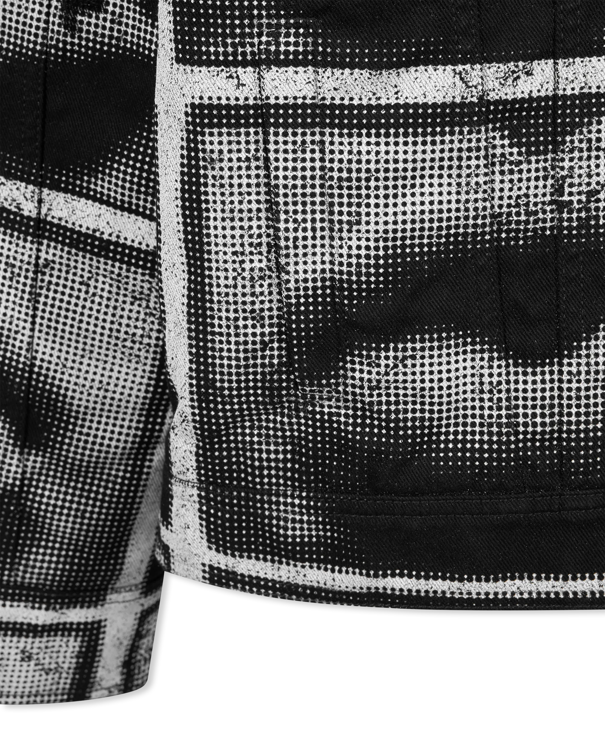 Bouclé Collar Printed Lips Denim Jacket - DIHSAN