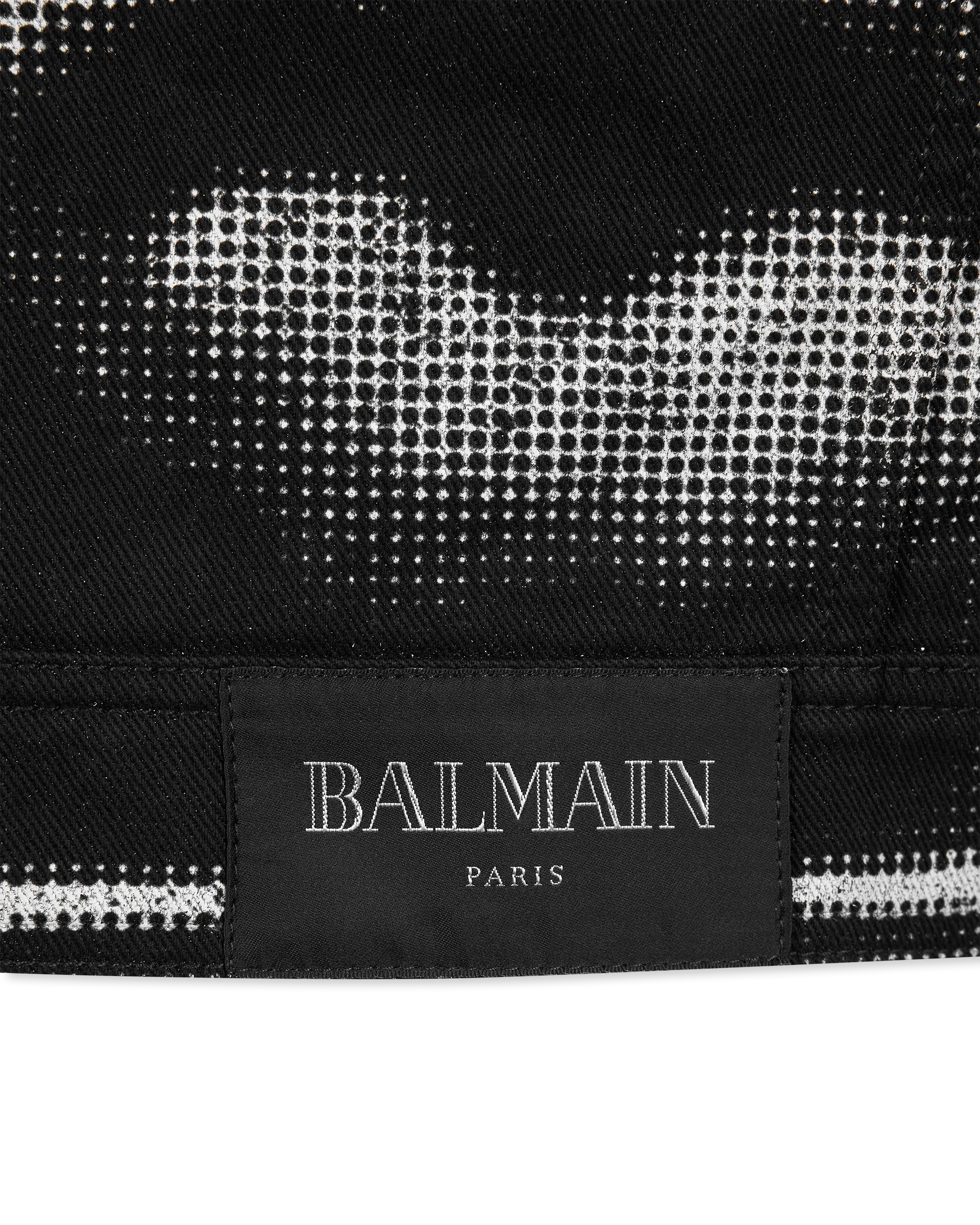 Bouclé Collar Printed Lips Denim Jacket - DIHSAN