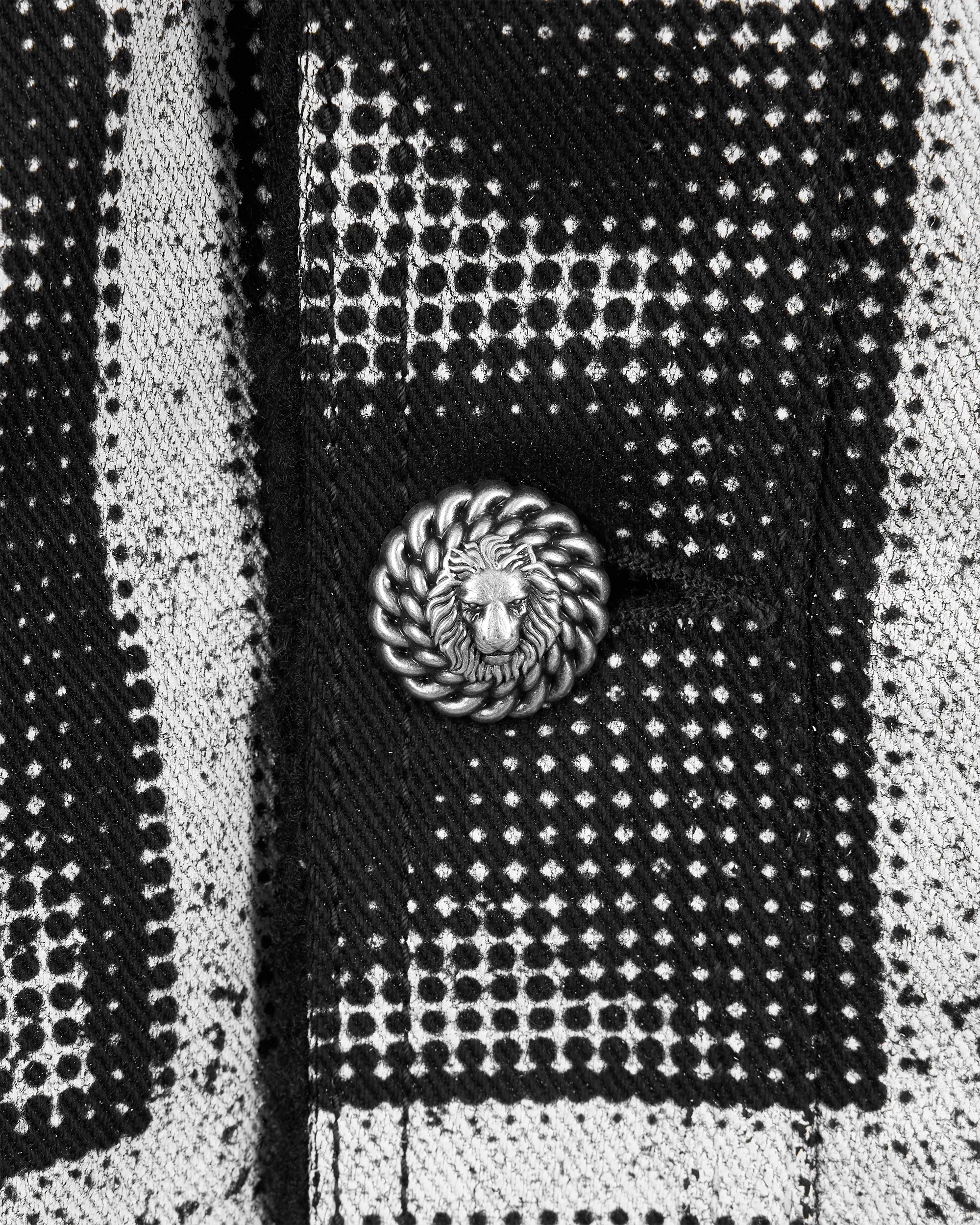 Bouclé Collar Printed Lips Denim Jacket - DIHSAN