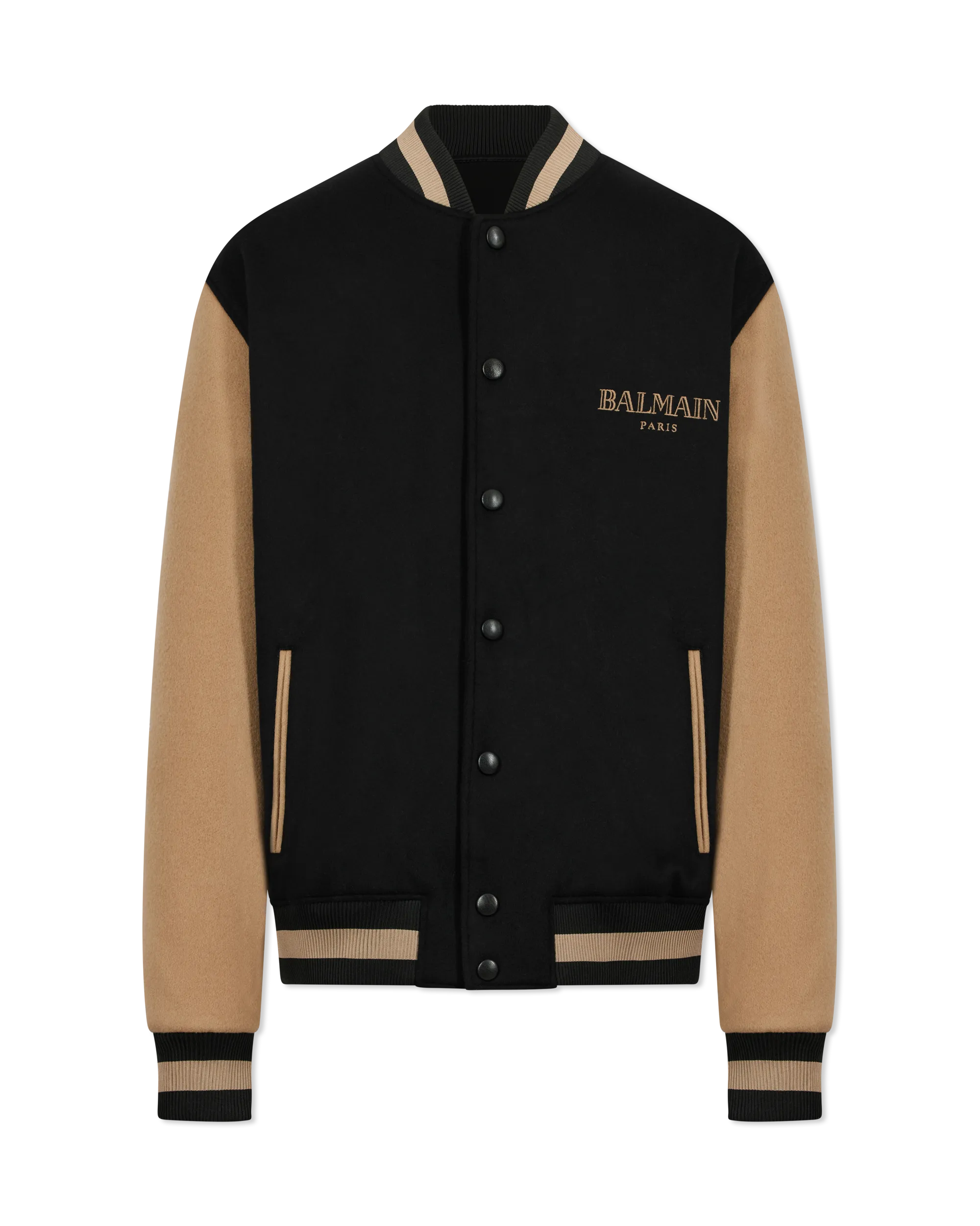 Two-Tone Wool & Cashmere Varsity Jacket - DIHSAN