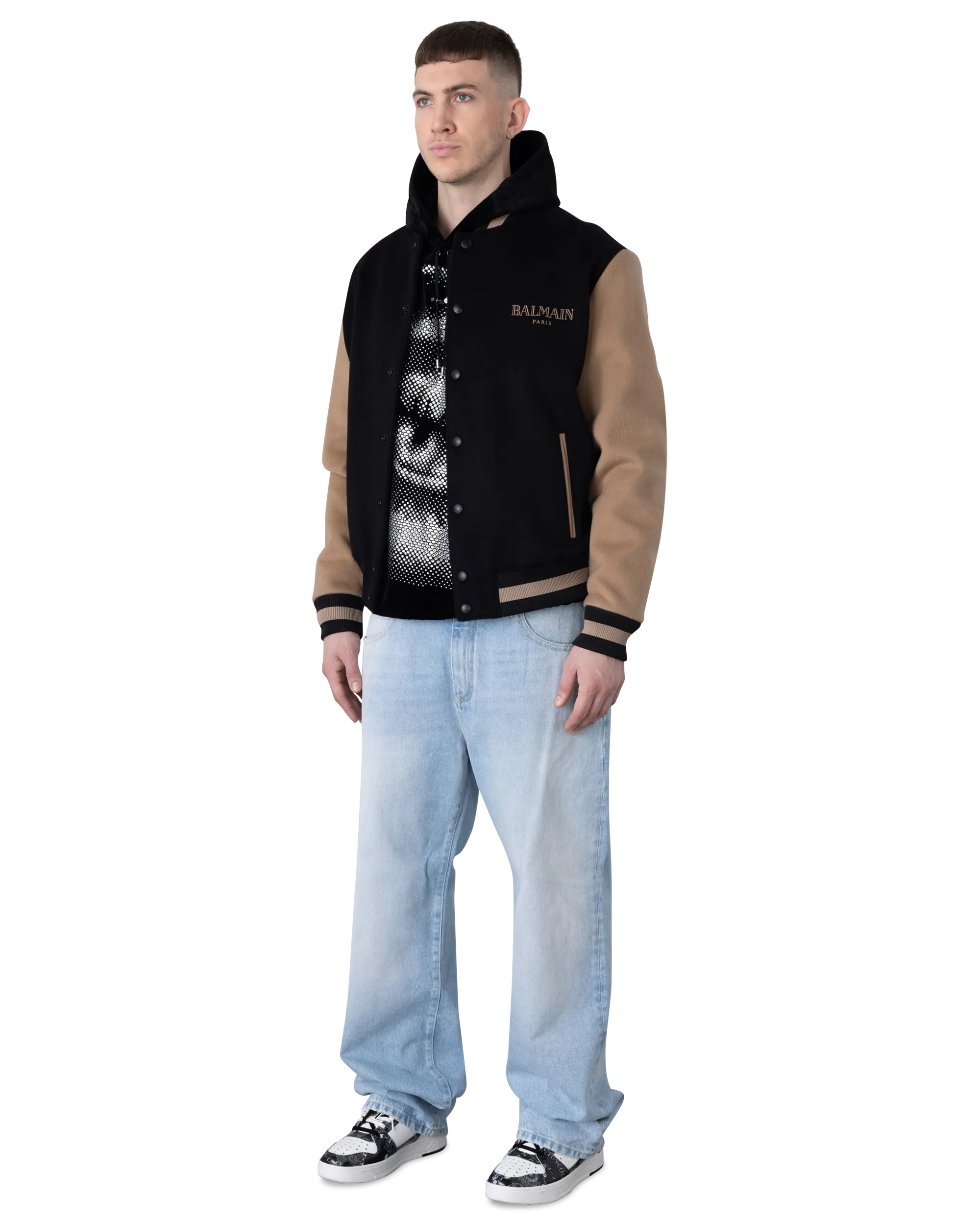 Two-Tone Wool & Cashmere Varsity Jacket