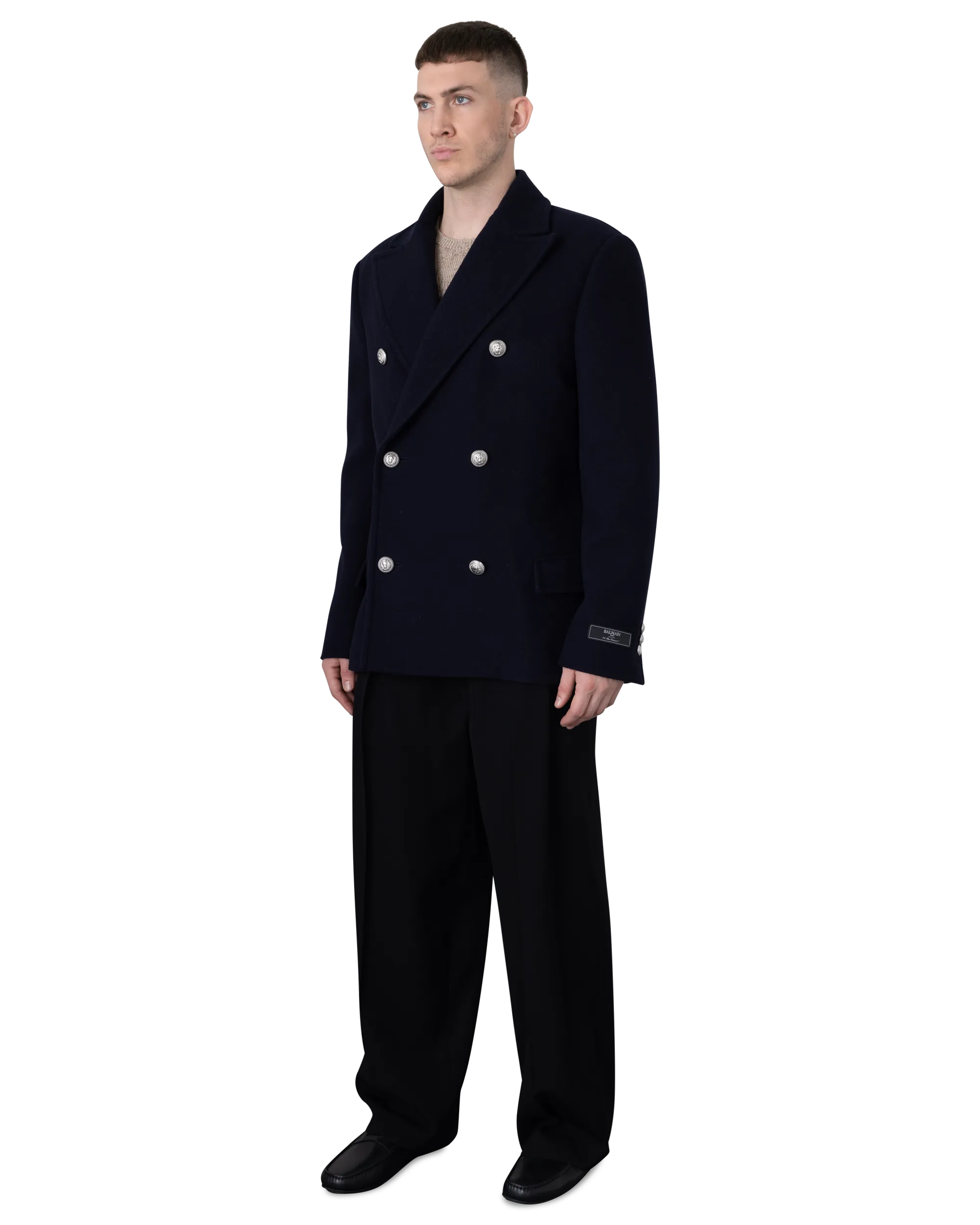 Short Felted Wool Double Breasted Peacoat