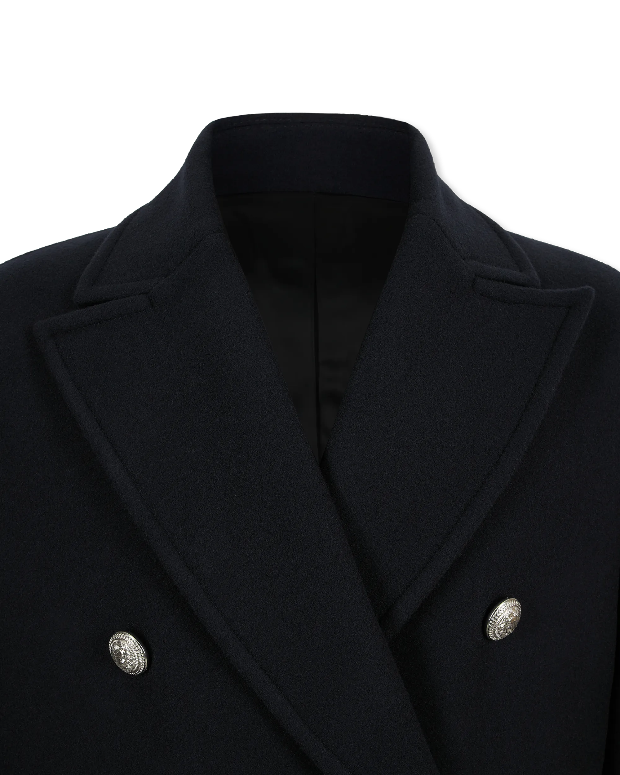 Short Felted Wool Double Breasted Peacoat - DIHSAN