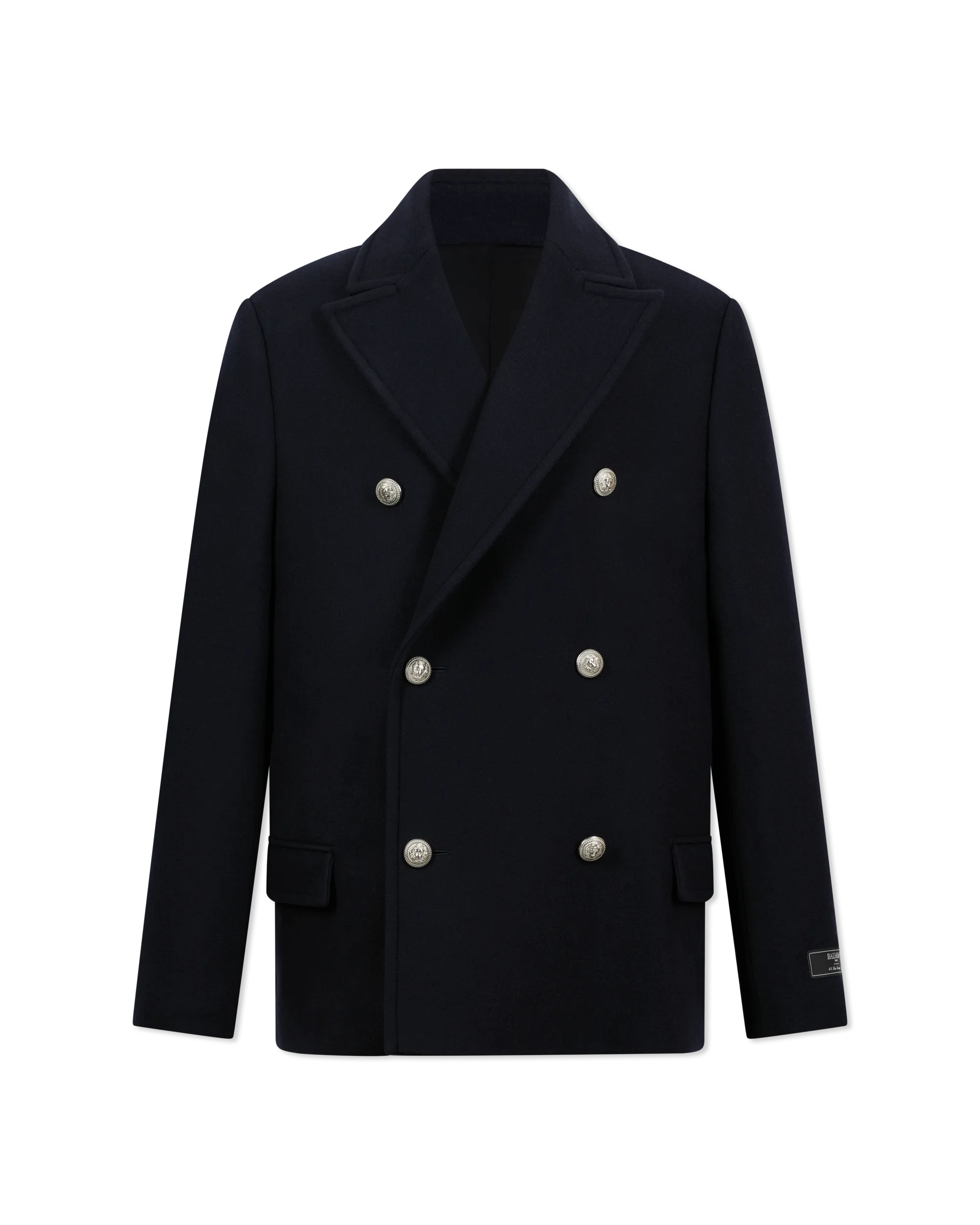 Short Felted Wool Double Breasted Peacoat - DIHSAN