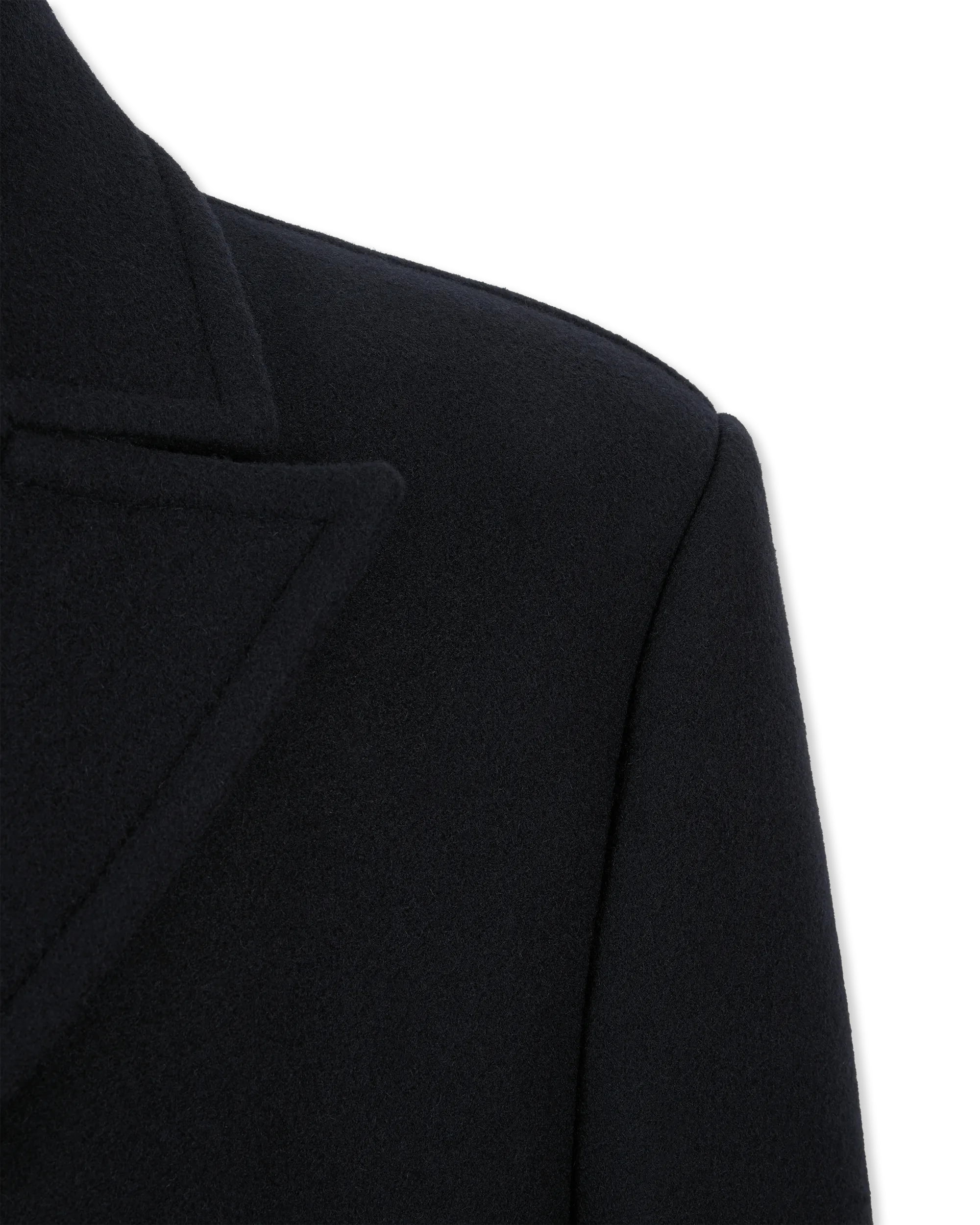 Short Felted Wool Double Breasted Peacoat - DIHSAN