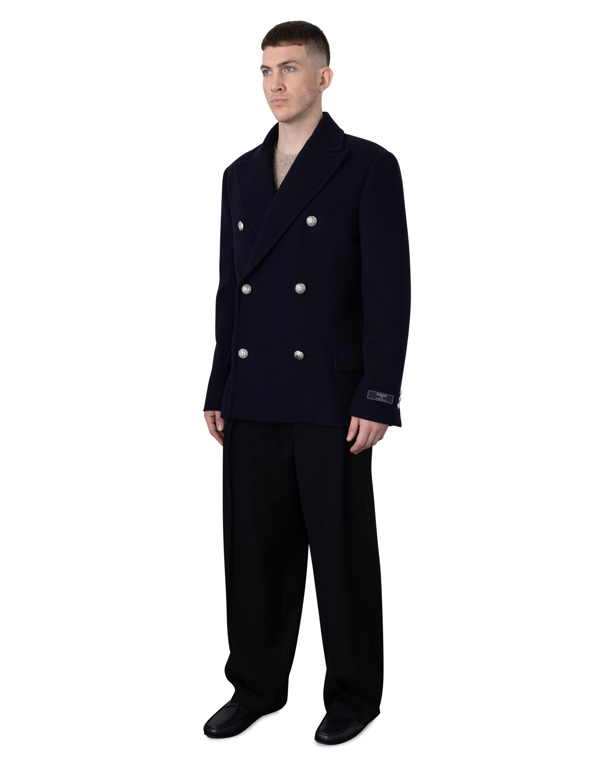 Short Felted Wool Double Breasted Peacoat