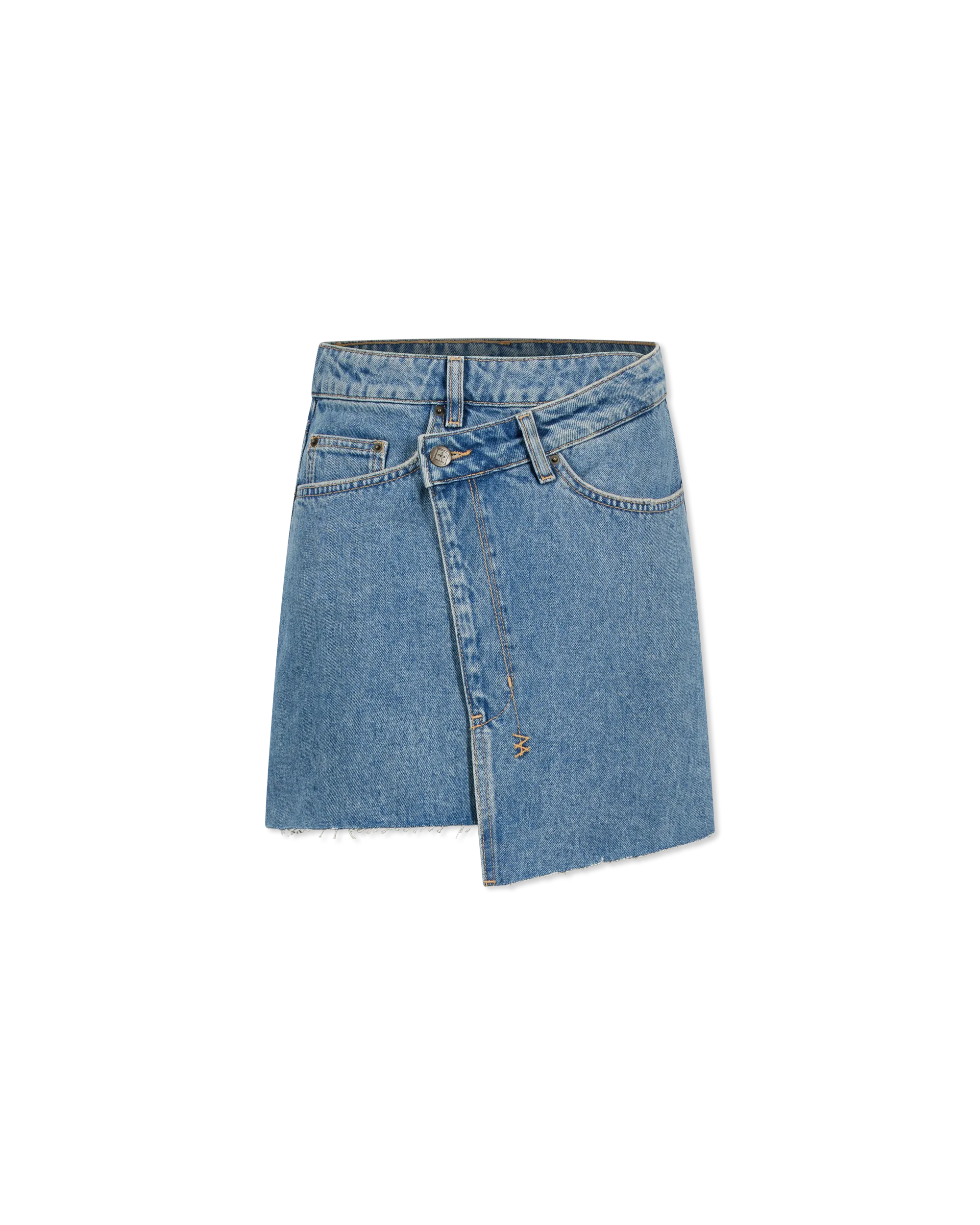 Rap Denim Asymmetrical Mini Skirt - DIHSAN
