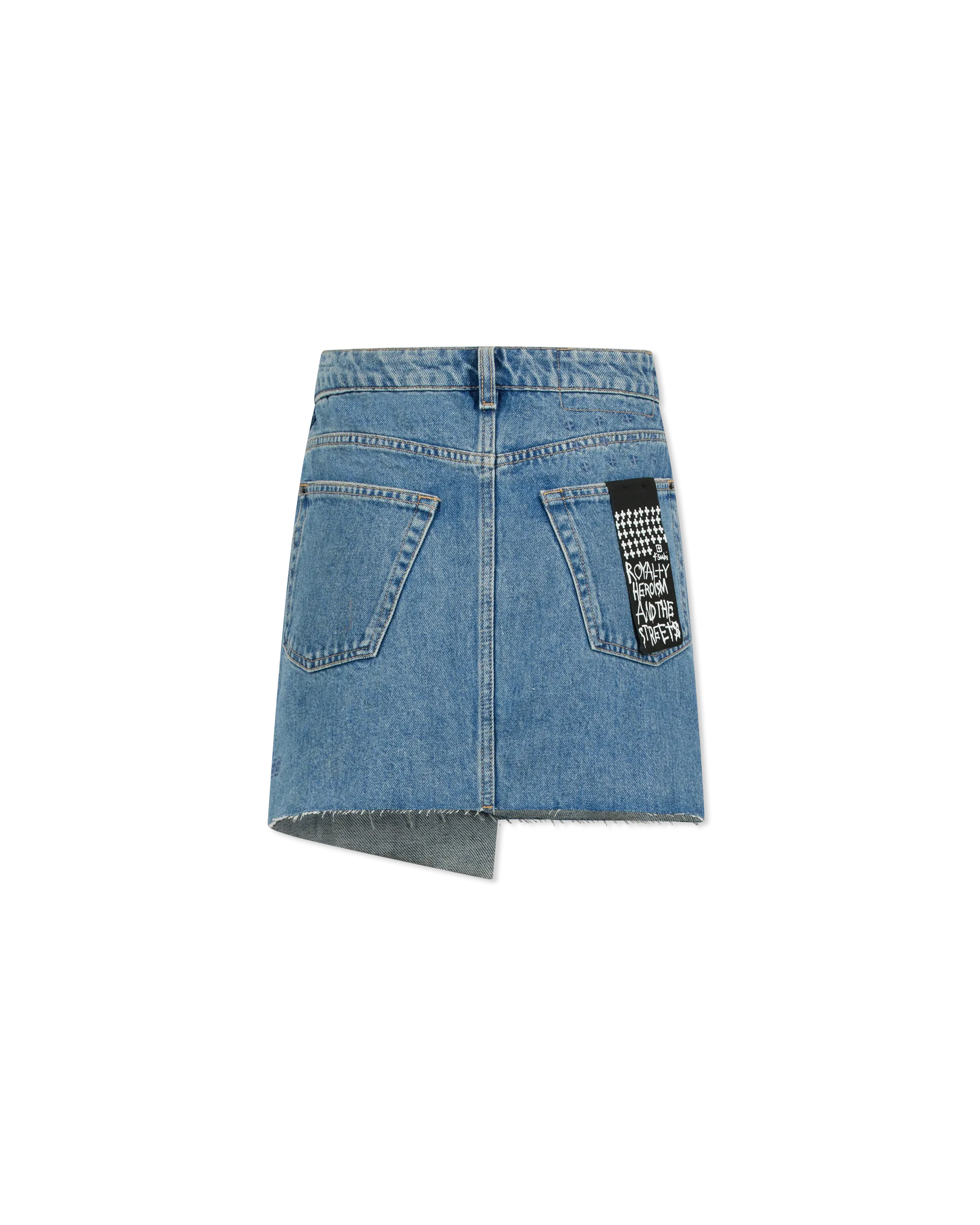 Rap Denim Asymmetrical Mini Skirt - DIHSAN