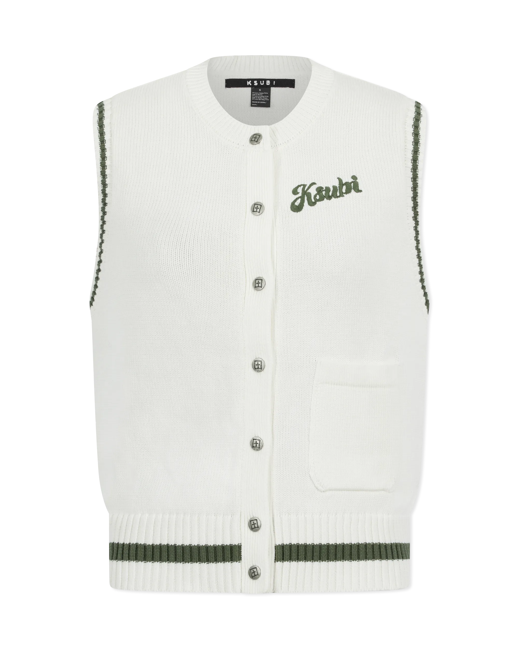 Ecru/Hash Cotton Ksubi Jeans Academy Button-Up Vest by KSUBI | DIHSAN