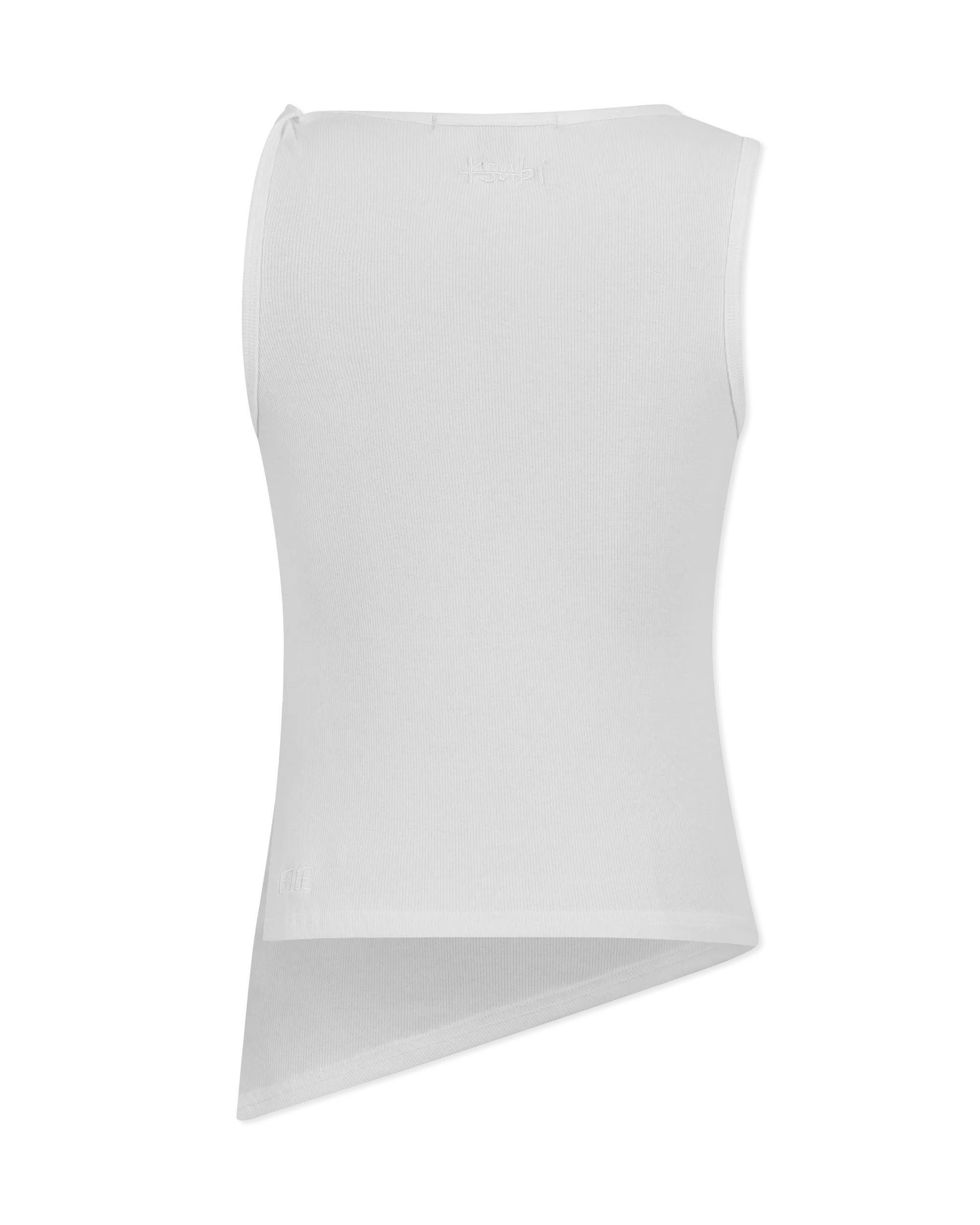 White Cotton Ksubi Jeans Twisted Asymmetrical Tank by KSUBI | DIHSAN