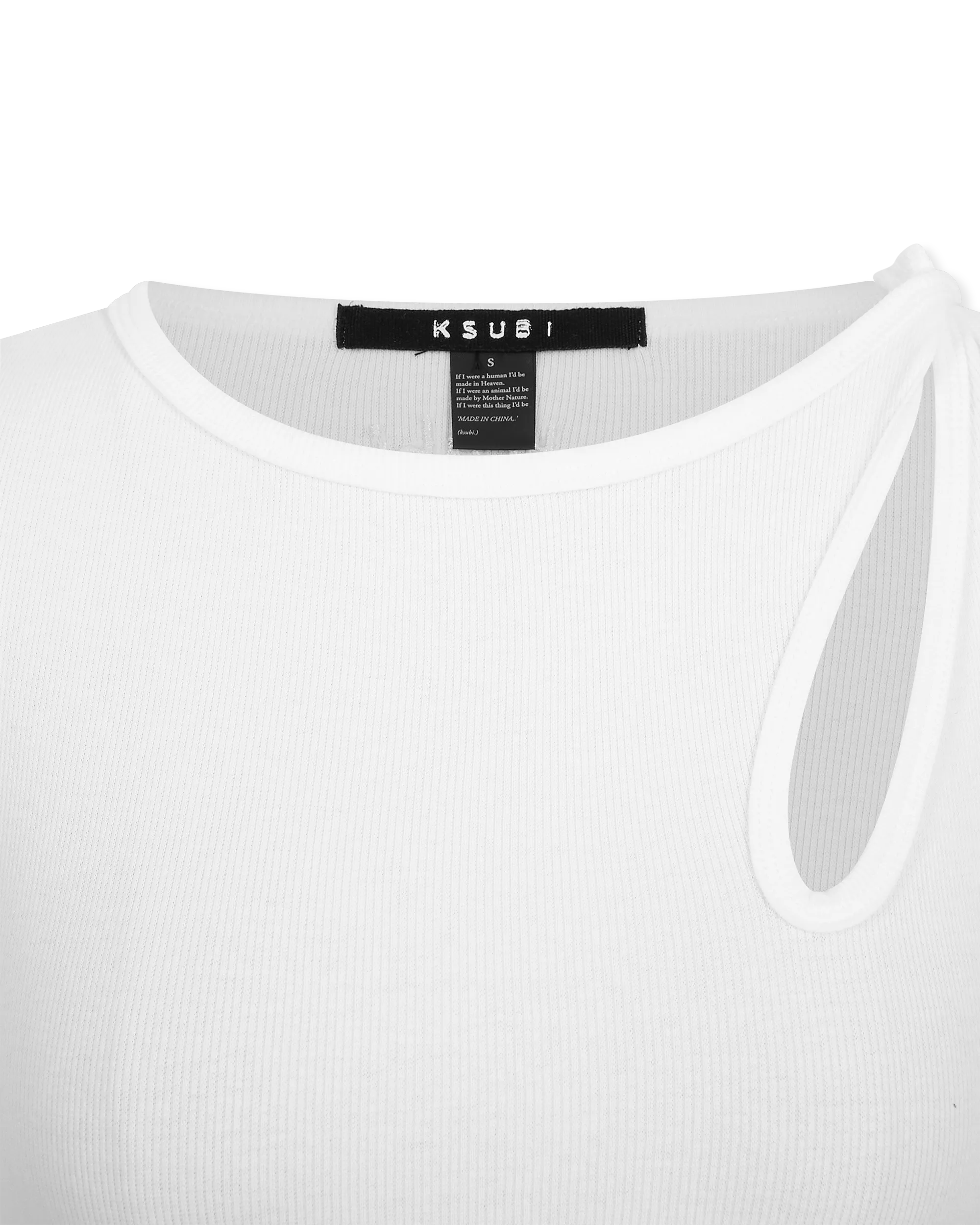White Cotton Ksubi Jeans Twisted Asymmetrical Tank by KSUBI | DIHSAN