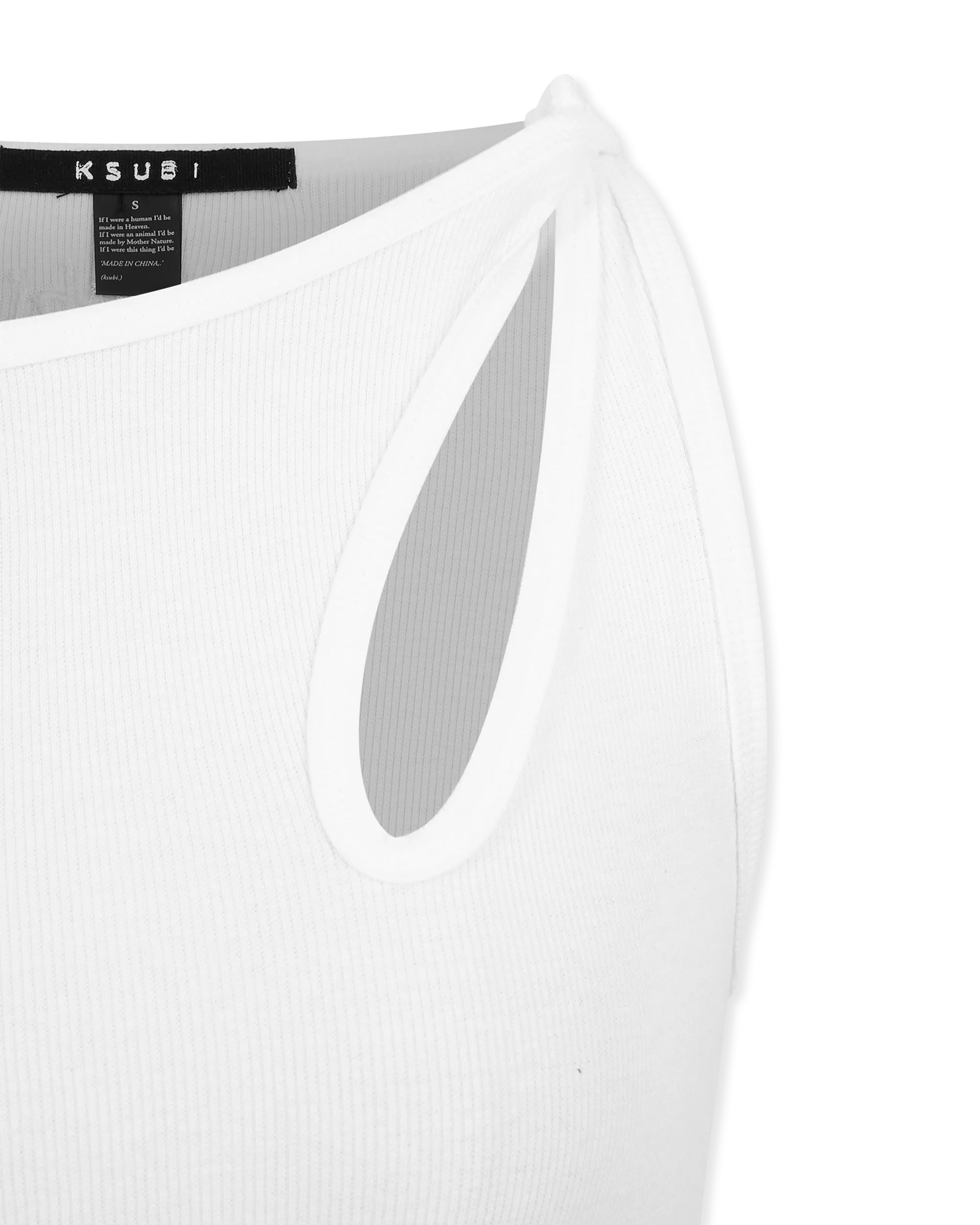 White Cotton Ksubi Jeans Twisted Asymmetrical Tank by KSUBI | DIHSAN