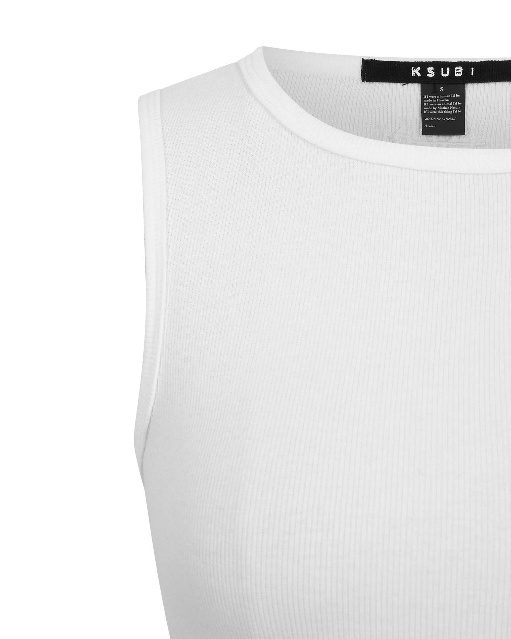 White Cotton Ksubi Jeans Twisted Asymmetrical Tank by KSUBI | DIHSAN