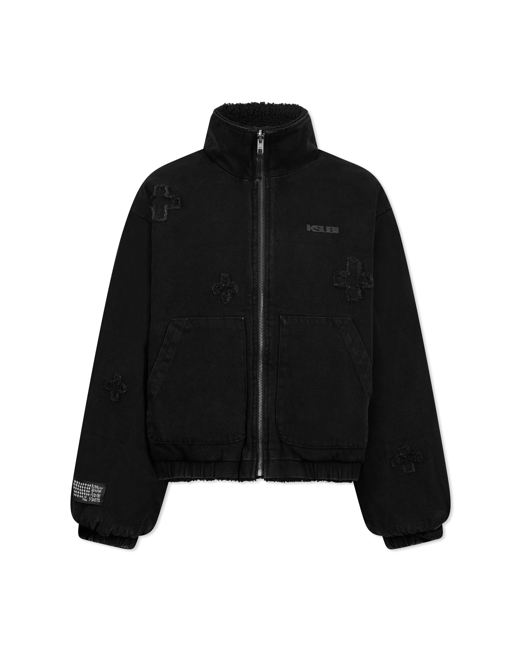 Black Cotton Ksubi Jeans Reversible Denim & Fleece Kraftwerk Puffer Jacket by KSUBI | DIHSAN