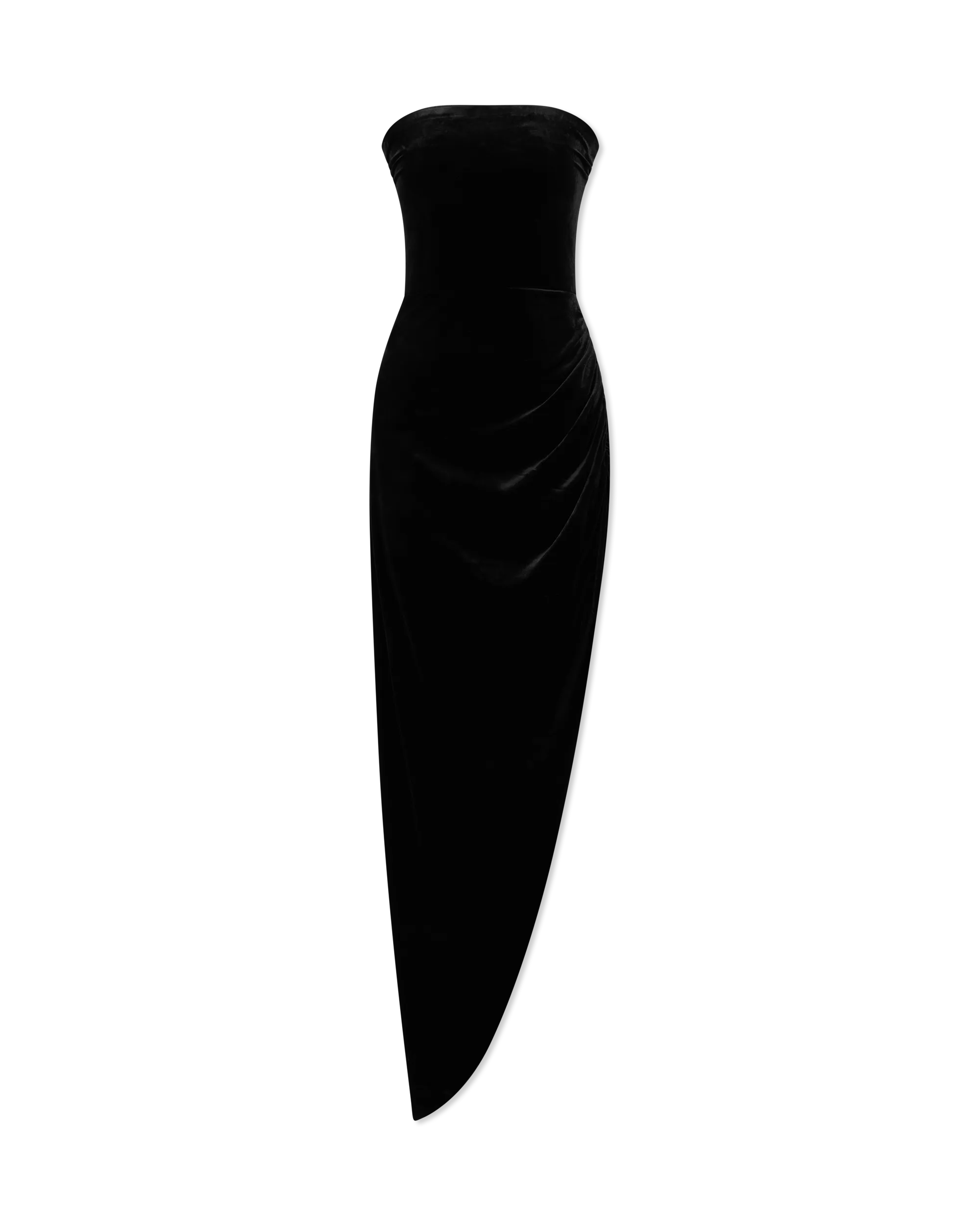 Velvet Strapless Side Drape Gown - DIHSAN