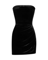 Strapless Side Drape Pickleball Velvet Mini Dress - DIHSAN