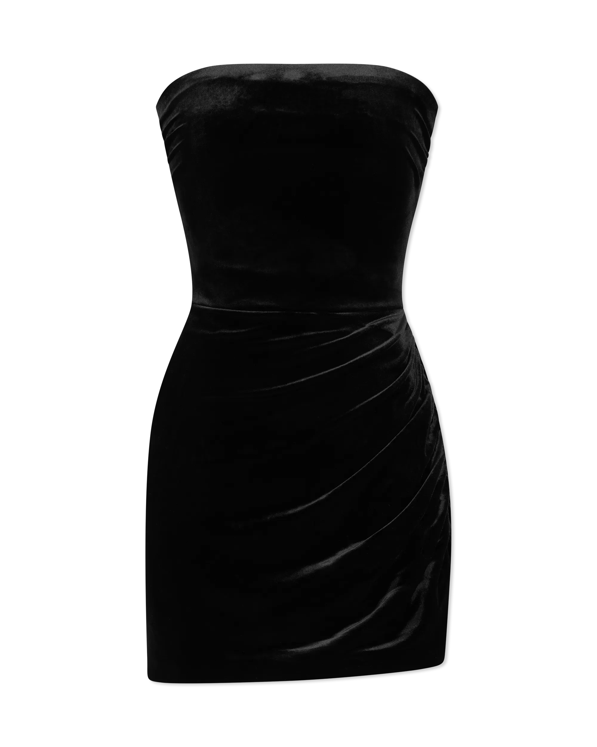 Strapless Side Drape Pickleball Velvet Mini Dress - DIHSAN
