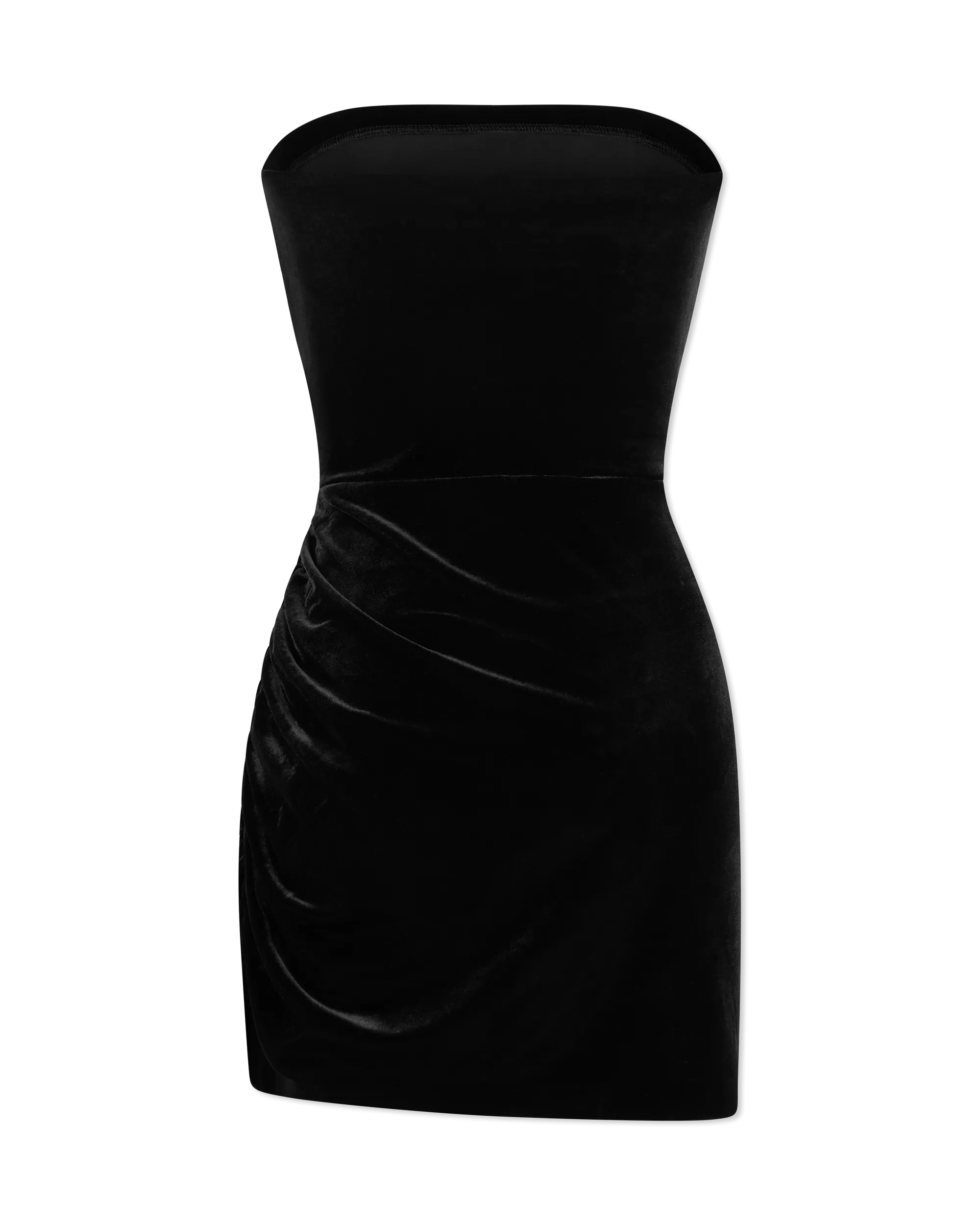 Strapless Side Drape Pickleball Velvet Mini Dress - DIHSAN