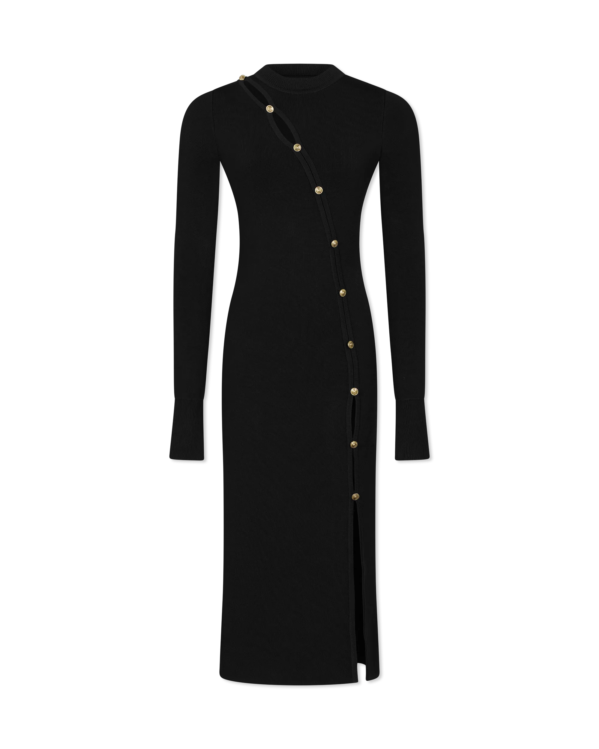 Peek-A-Boo Button Detail Knit Dress