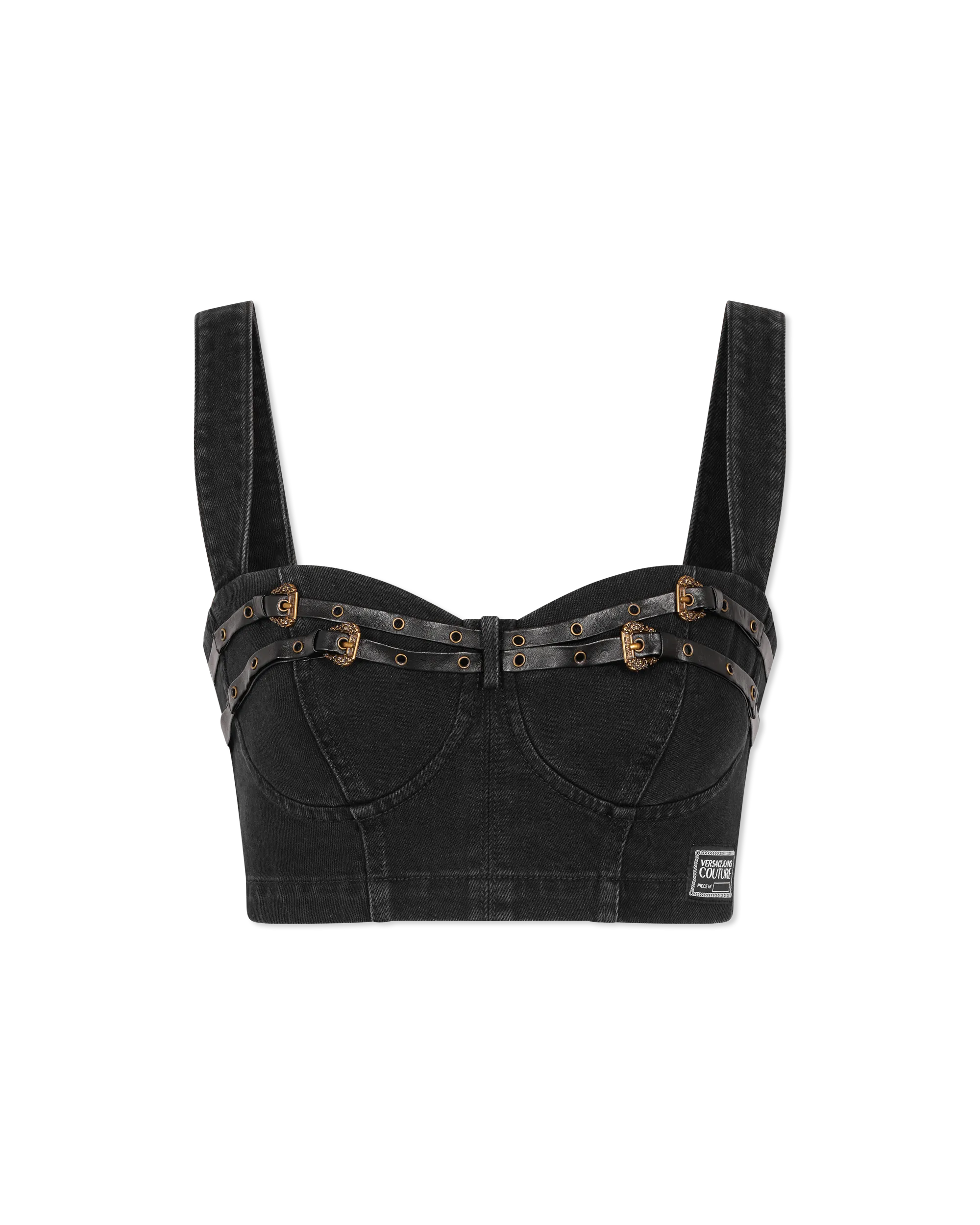 Baroque Buckle Black Bustier Top