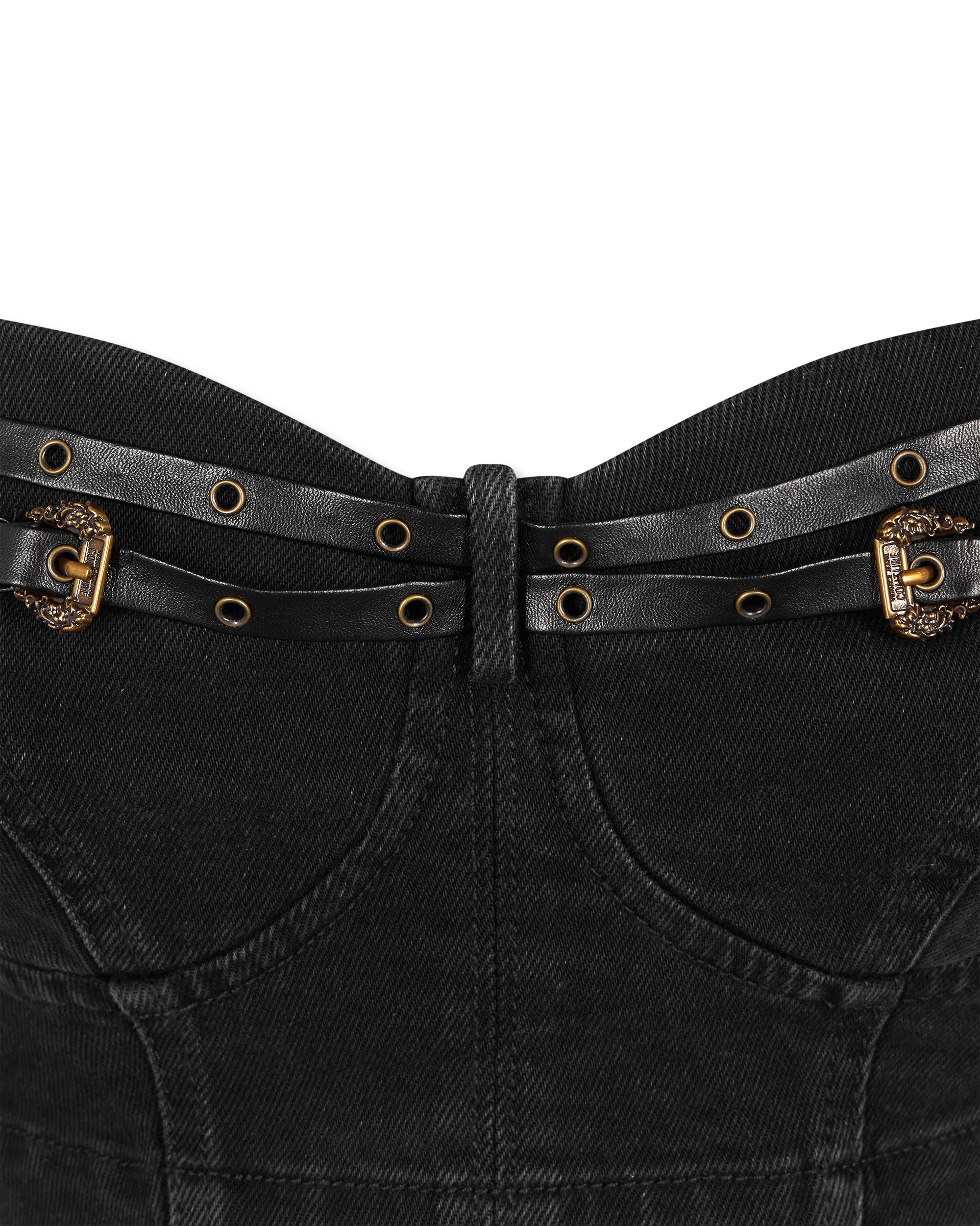 Baroque Buckle Black Bustier Top