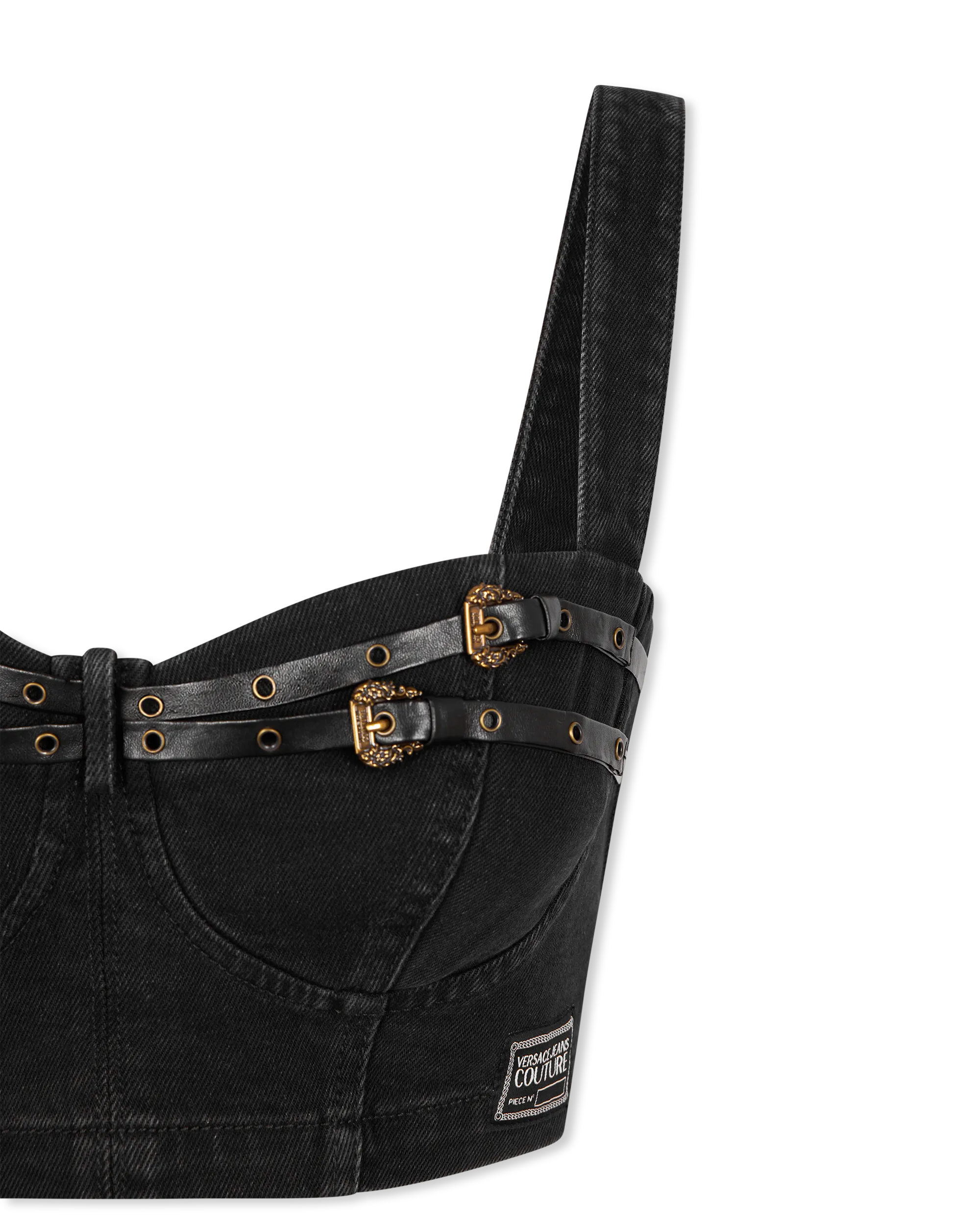 Baroque Buckle Black Bustier Top