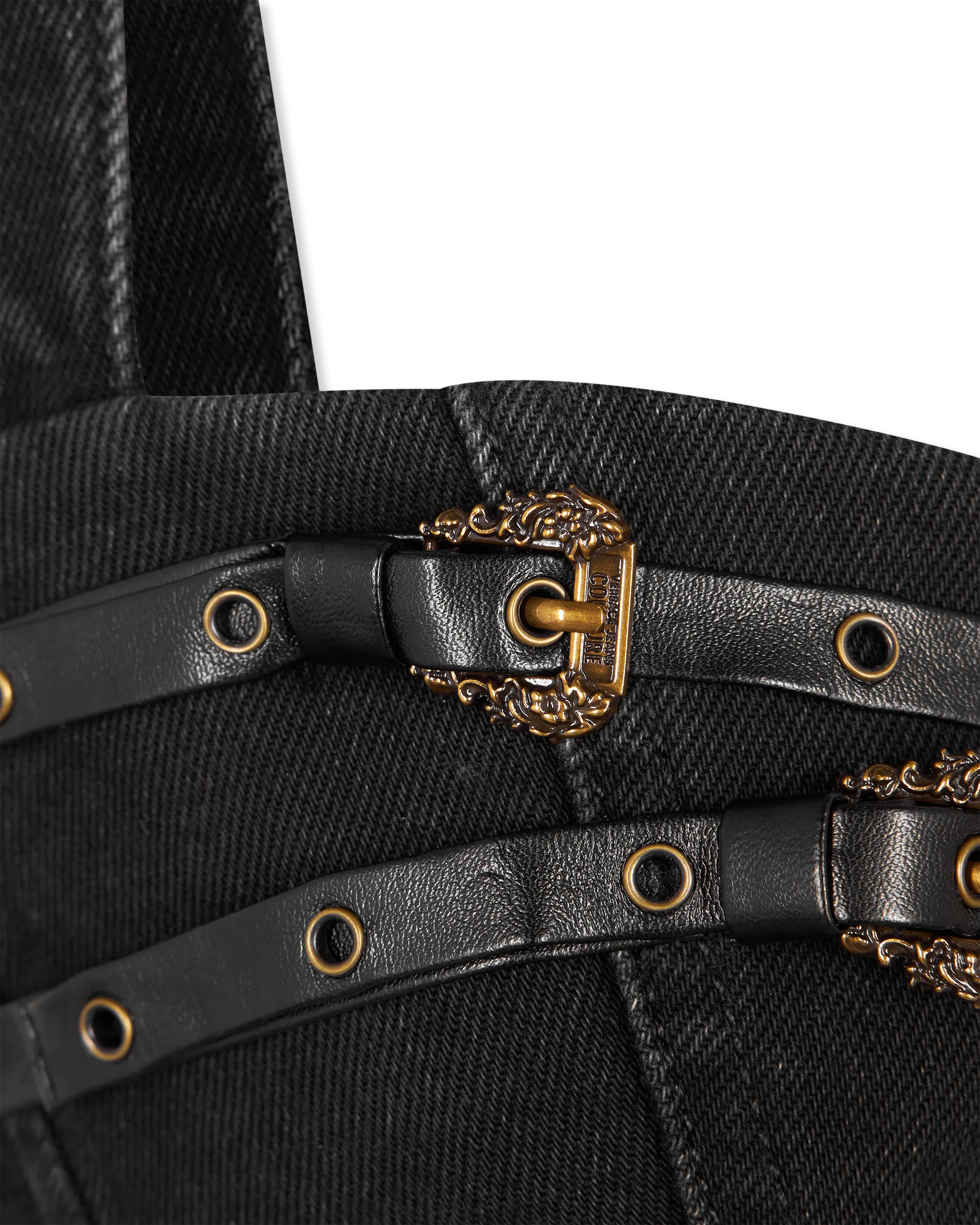 Baroque Buckle Black Bustier Top