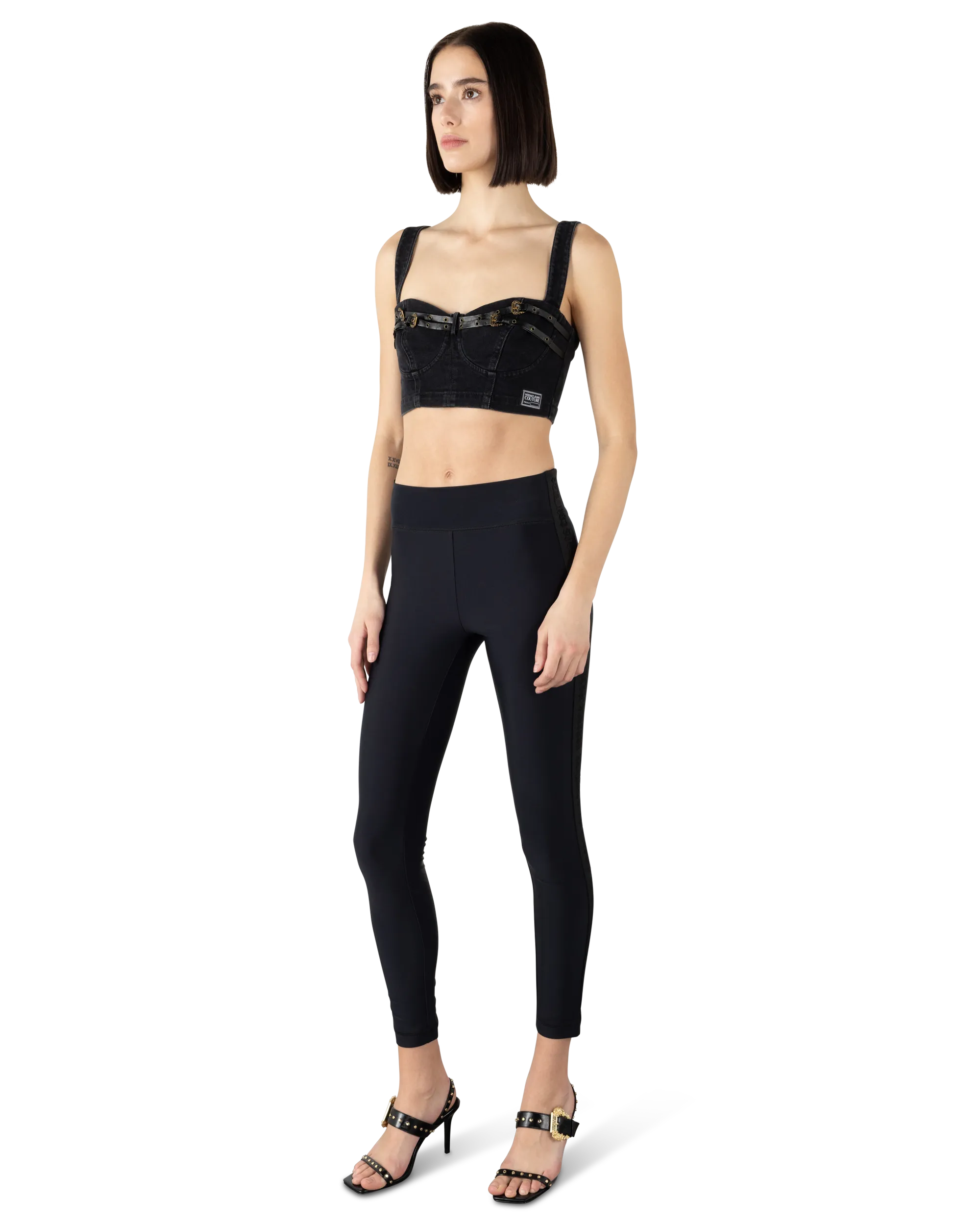 Baroque Buckle Black Bustier Top