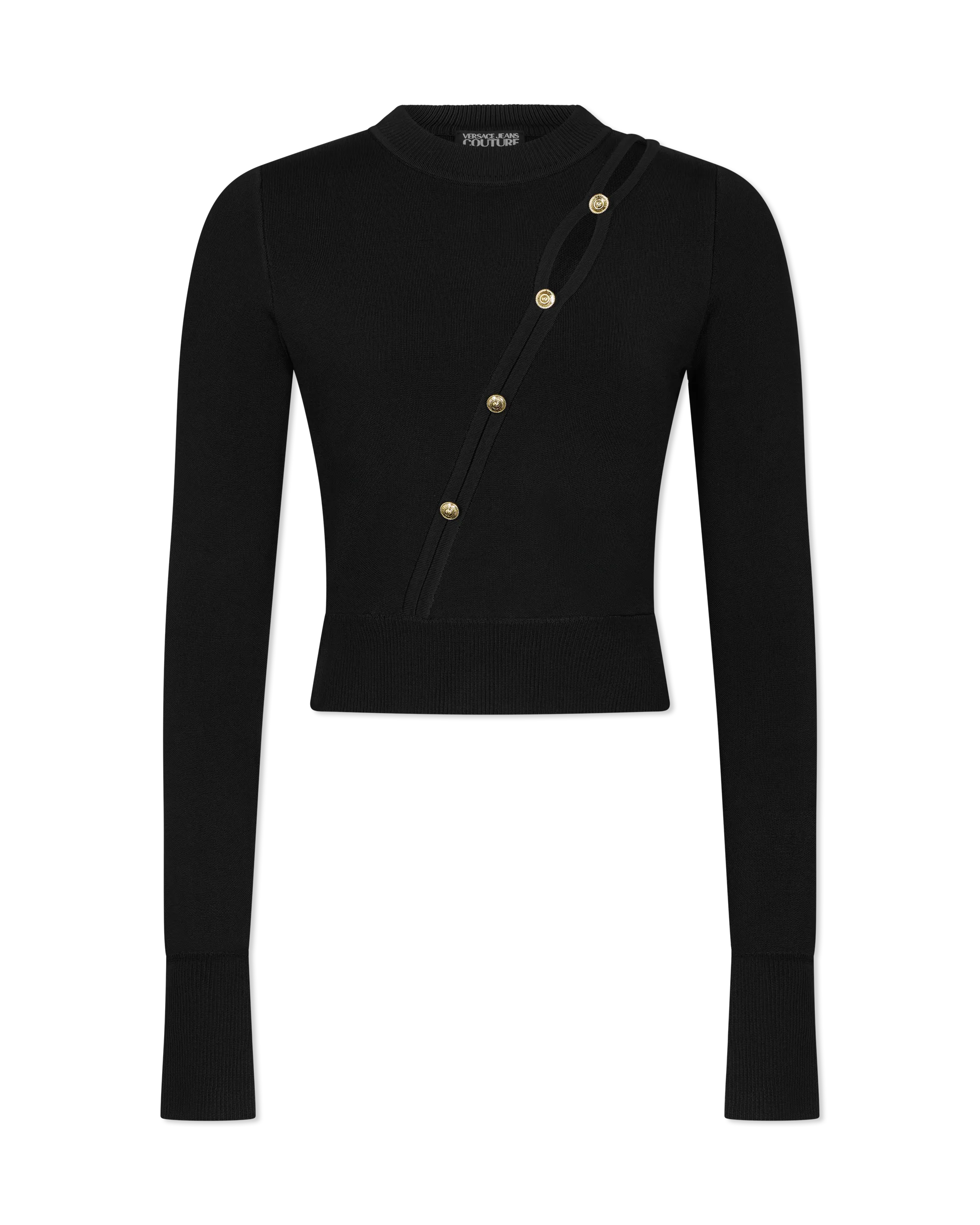 Peek-A-Boo Button Detail Cropped Sweater