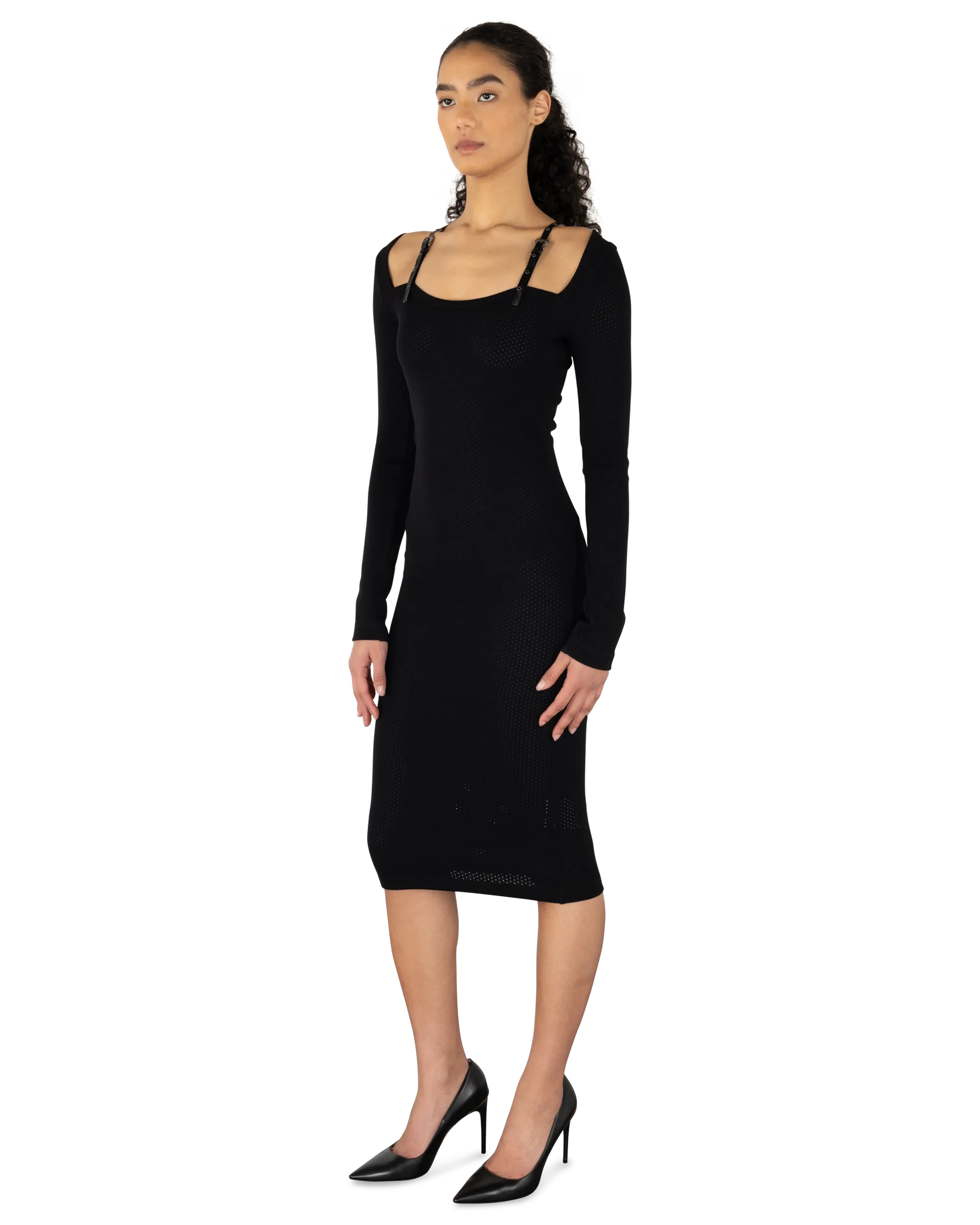 Baroque Buckle Knit Midi Dress