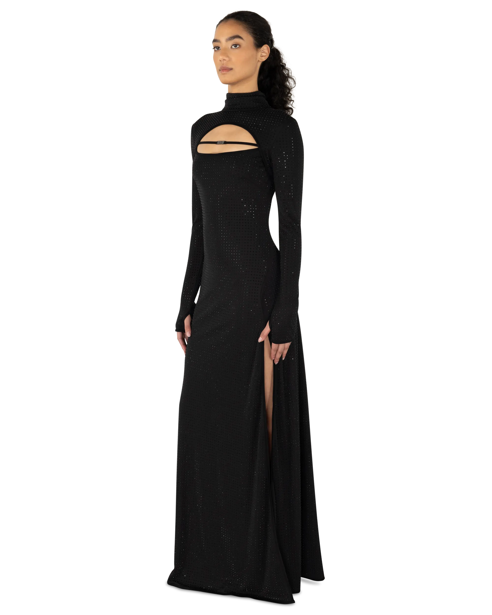 Logo Cutout Long Dress