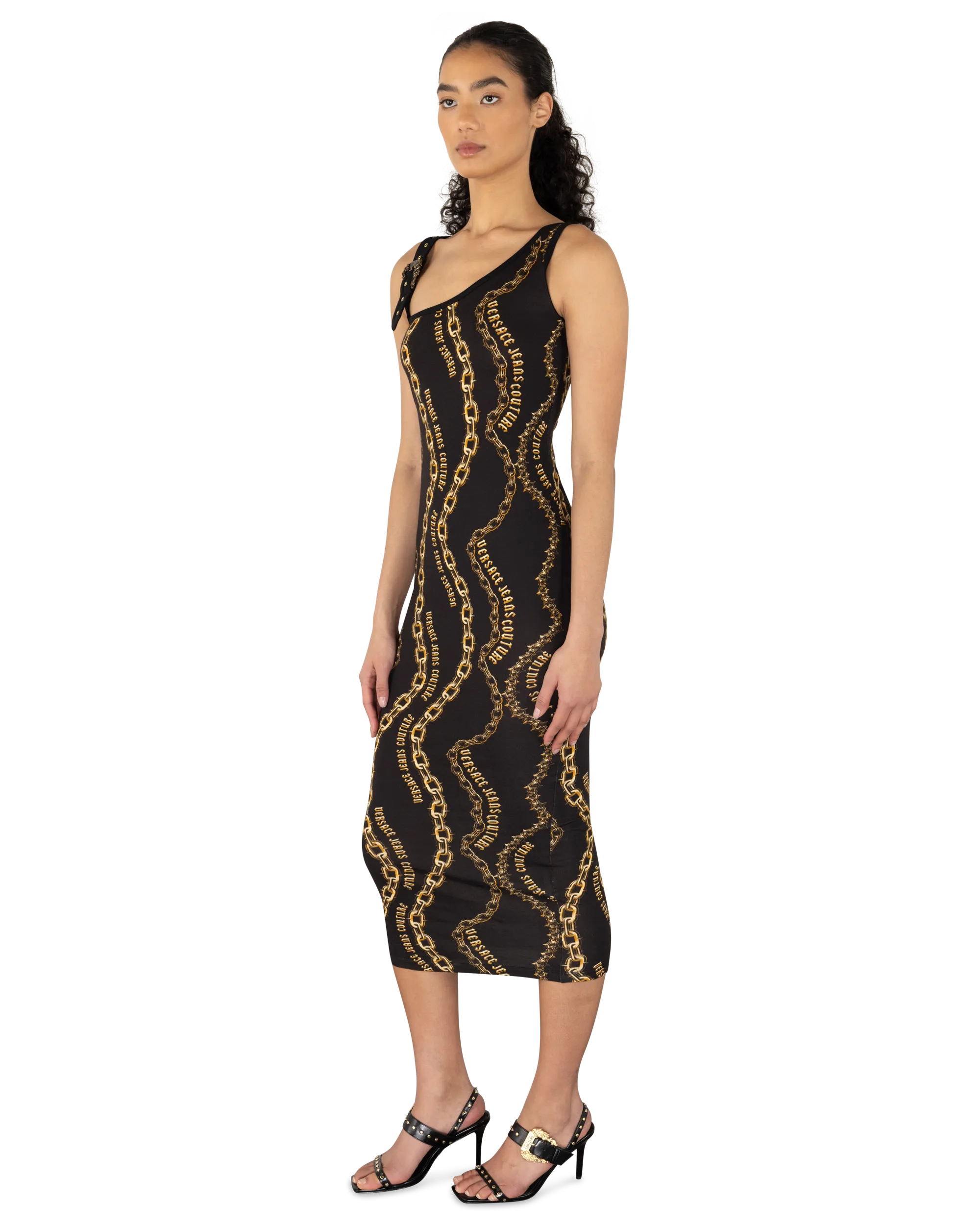 Chain Couture Baroque Buckle Midi Tank Dress