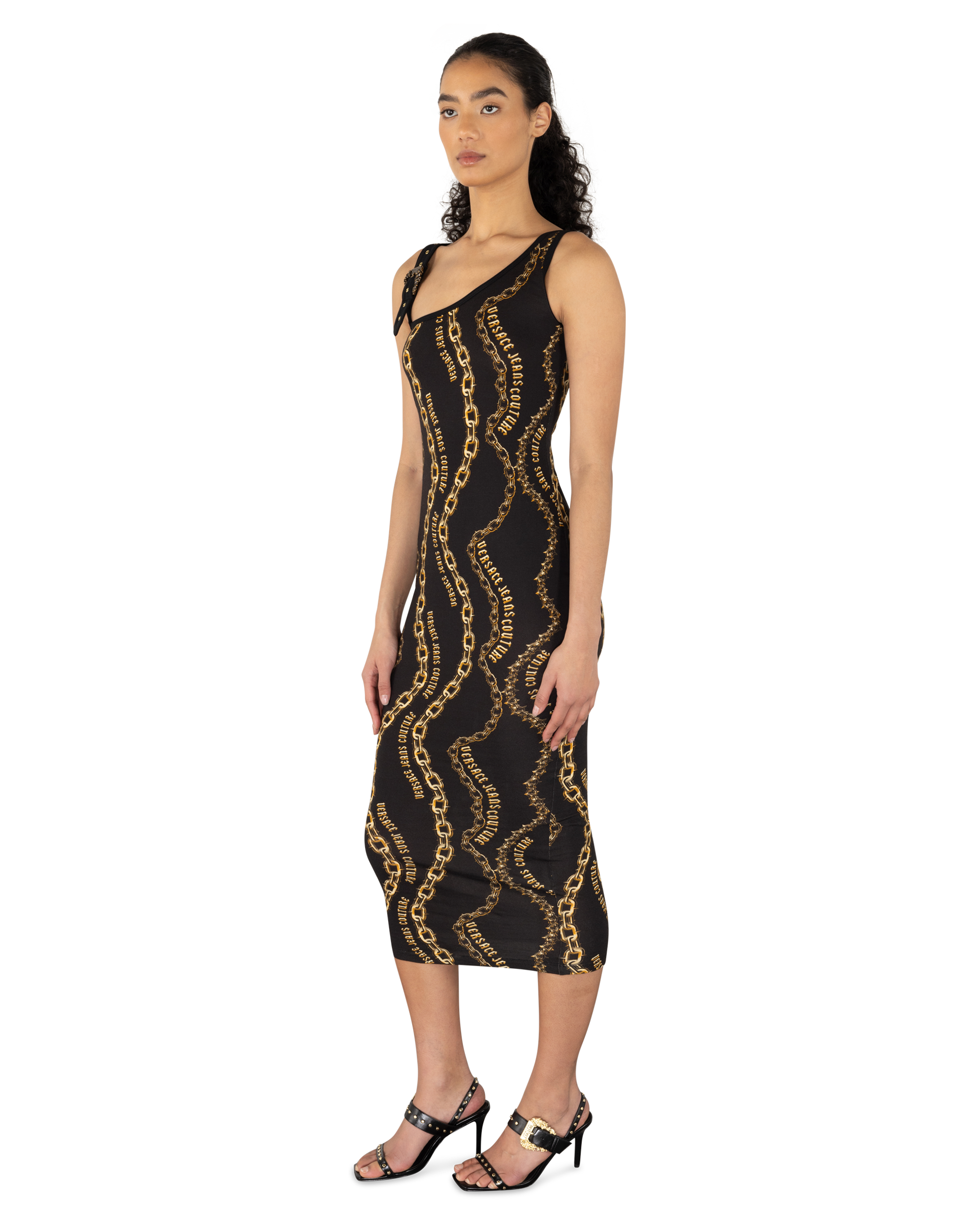 Chain Couture Baroque Buckle Midi Tank Dress