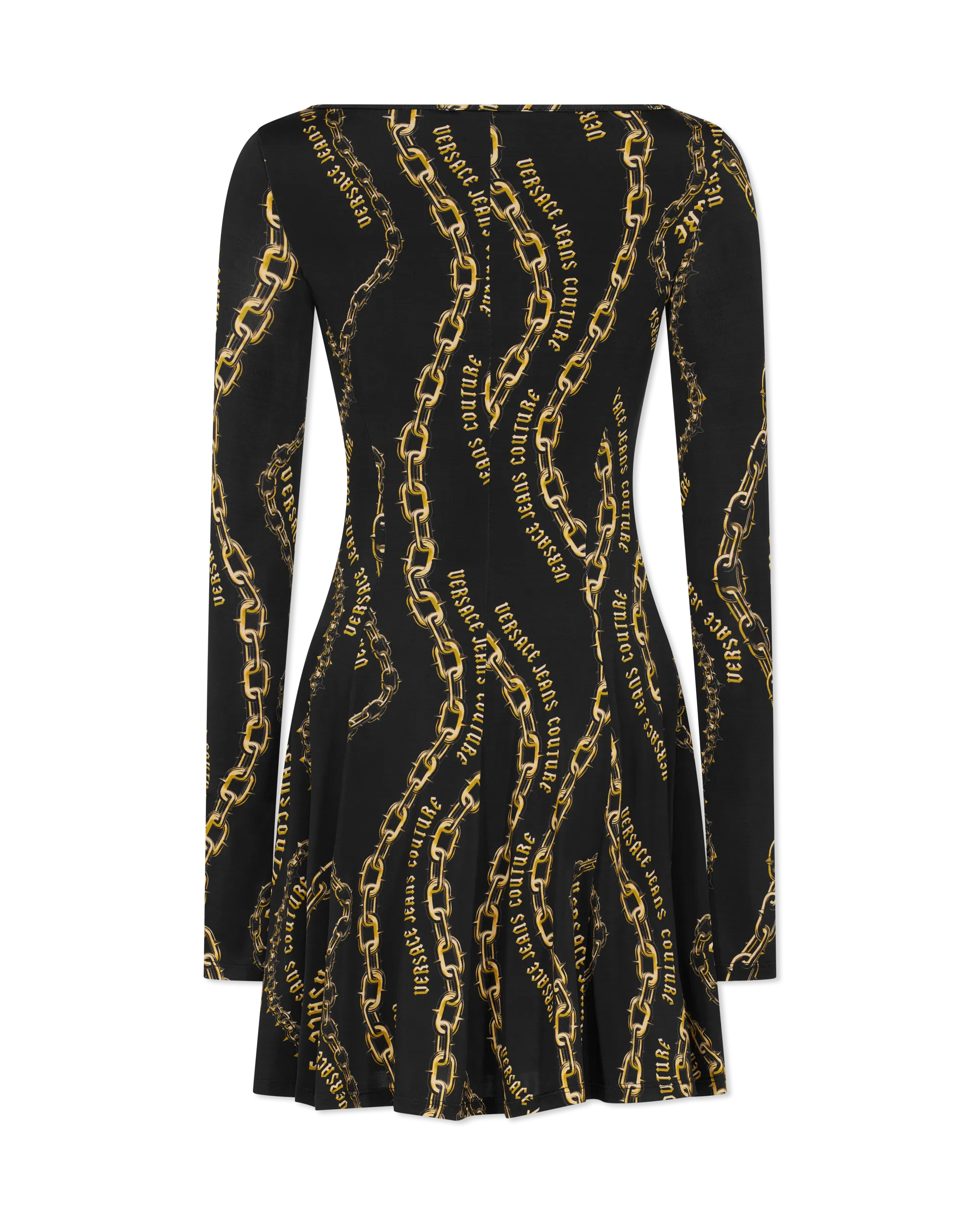 Chain Couture Flared Black Dress