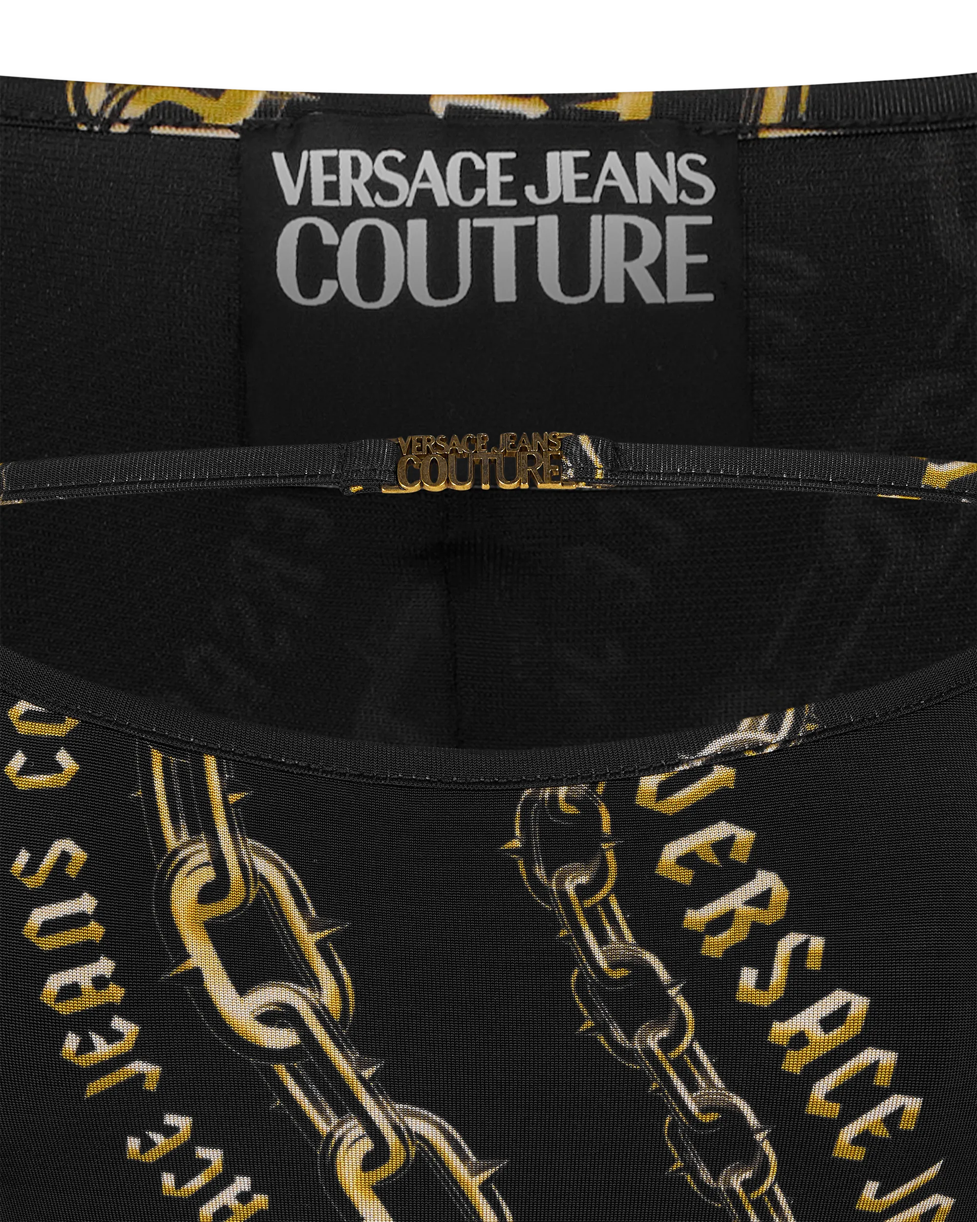 Chain Couture Flared Black Dress