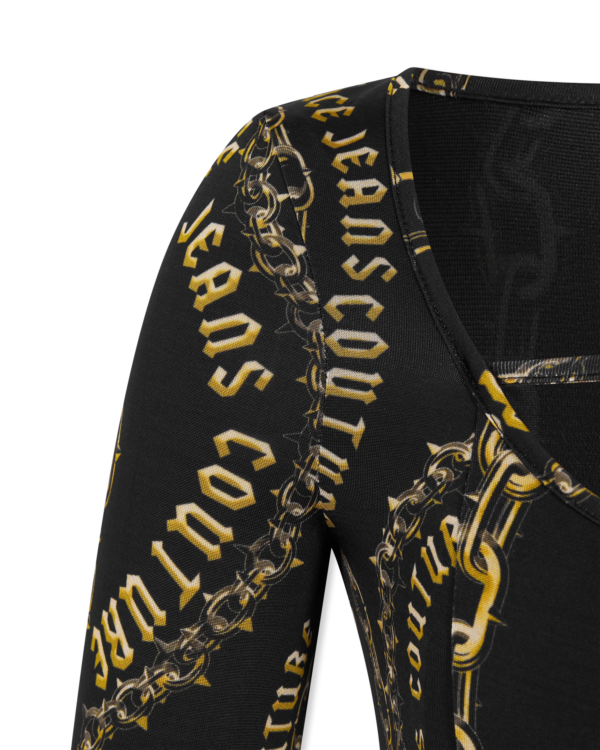 Chain Couture Flared Black Dress