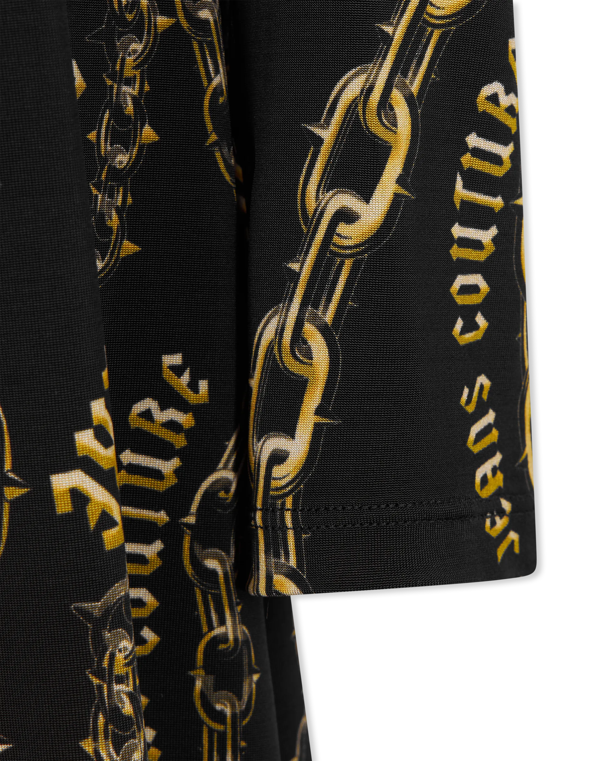 Chain Couture Flared Black Dress