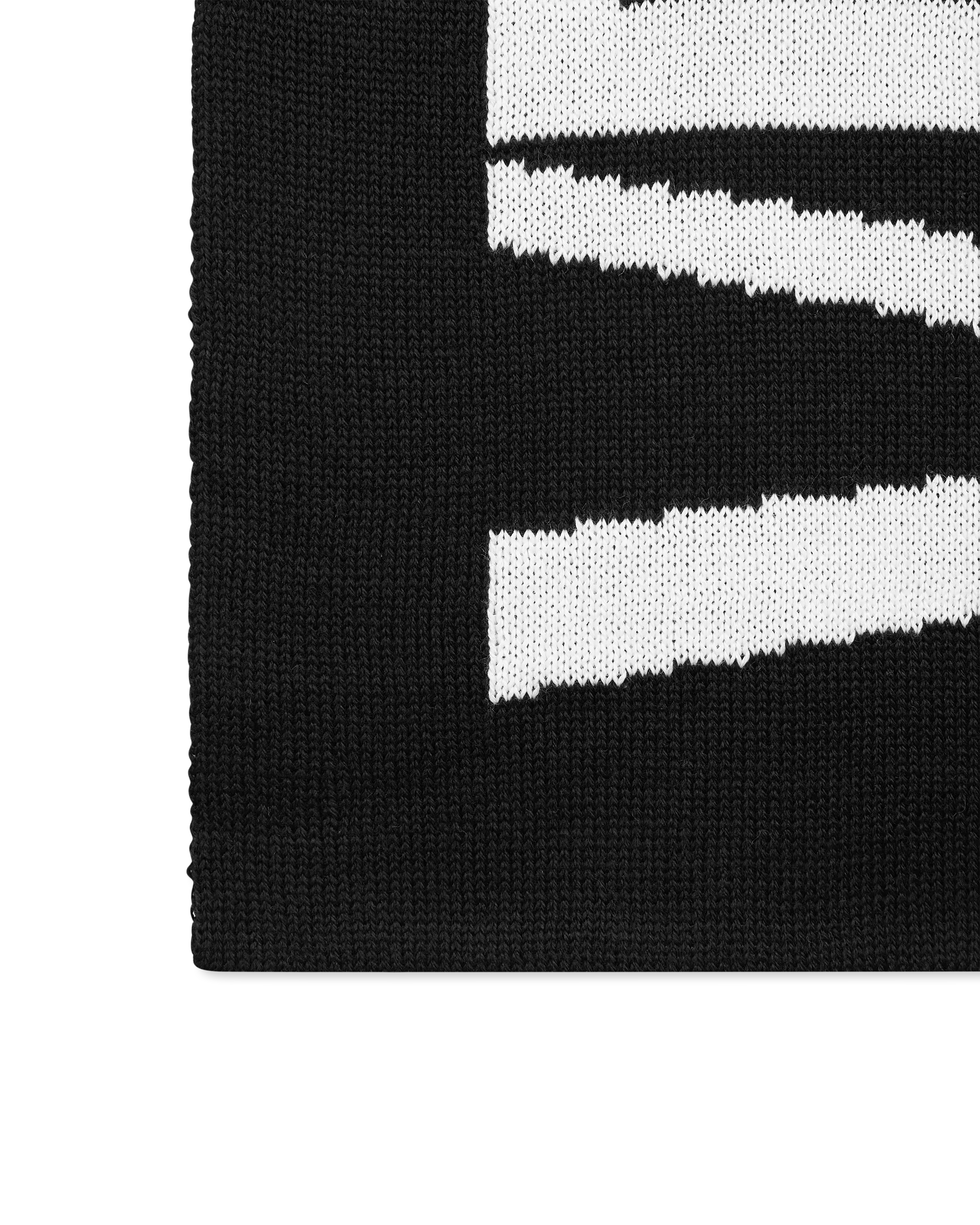 Black Wool Blend Asymmetrical Logo Two-Tone Scarf by Versace Jeans Couture | DIHSAN