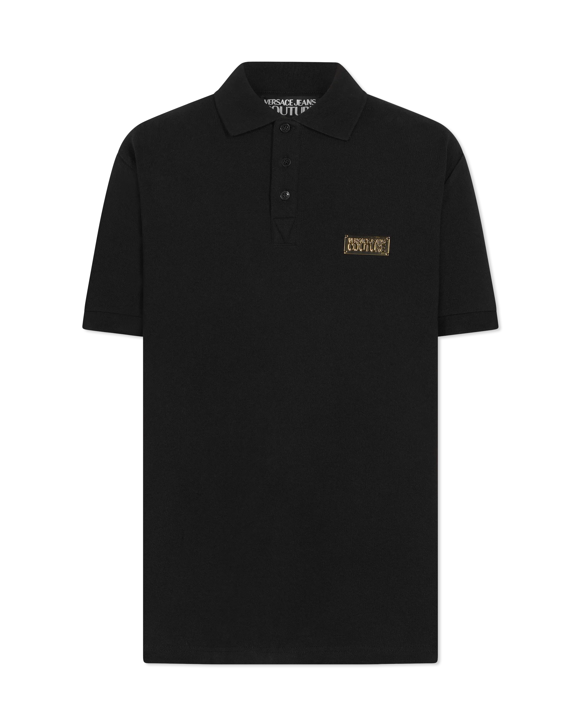 Black Cotton Logo Slim-Fit Polo Shirt by Versace Jeans Couture | DIHSAN