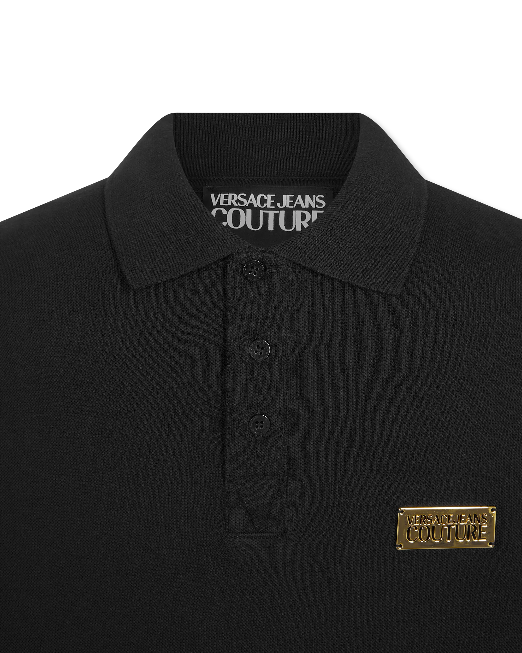 Black Cotton Logo Slim-Fit Polo Shirt by Versace Jeans Couture | DIHSAN