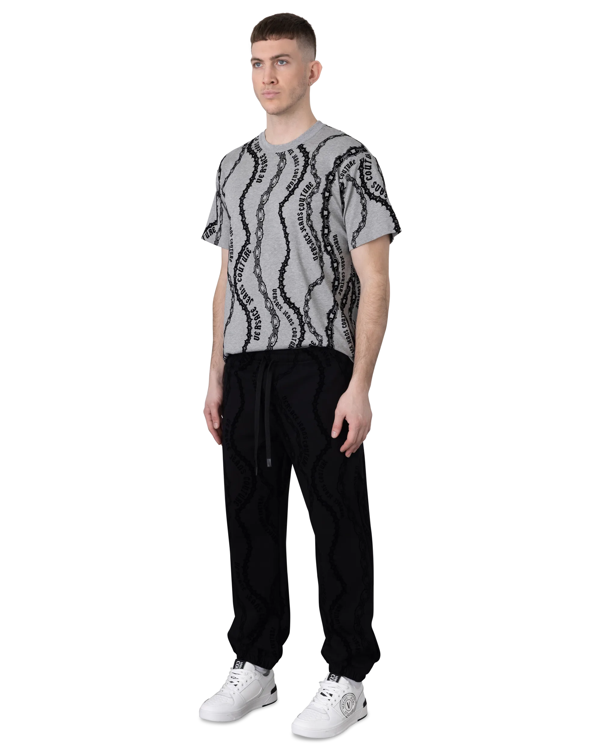 Chain Print Logo Drawstring Sweatpants